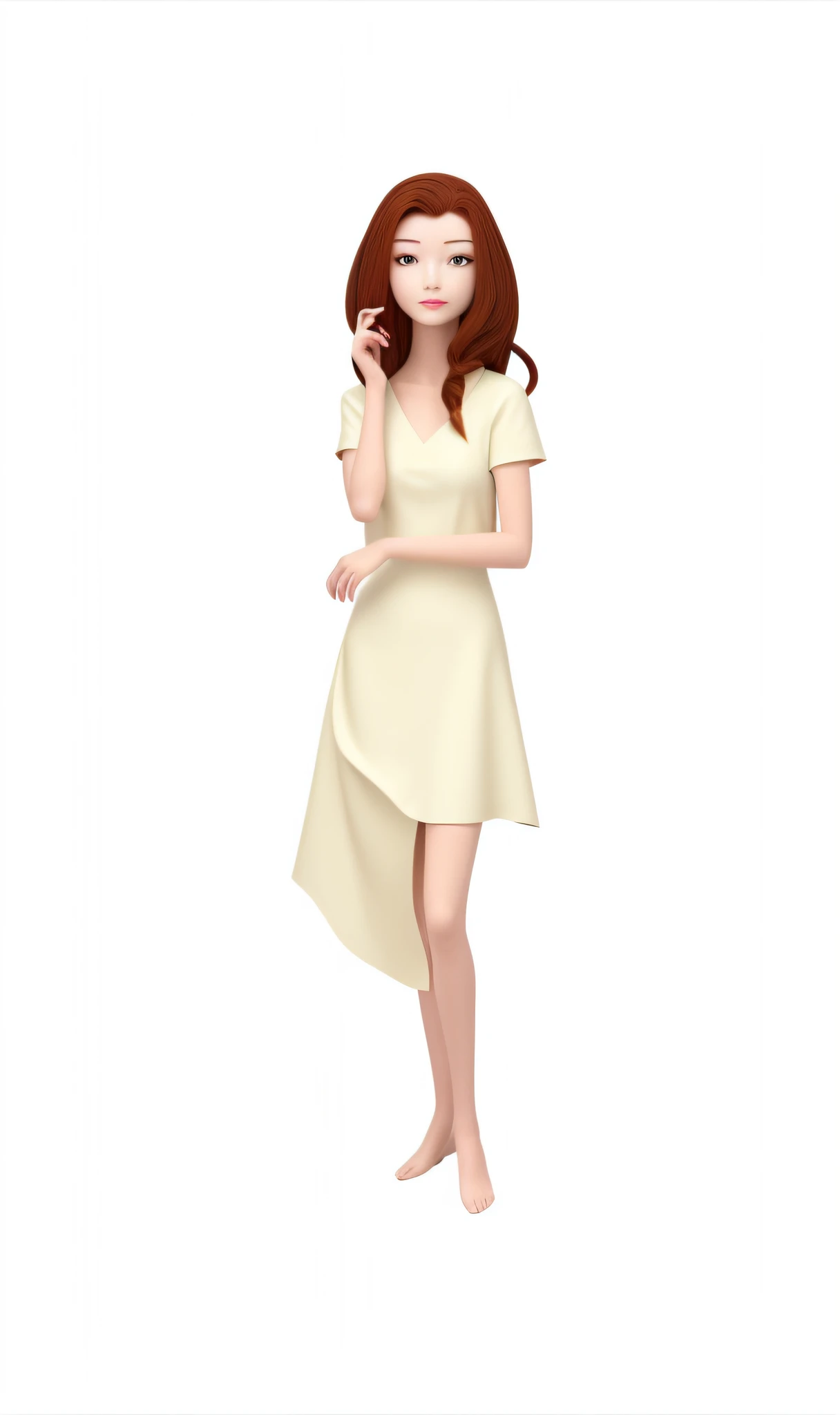 Finish painting the hair part, there is a sense of light and shadow, 3D, reddish brown