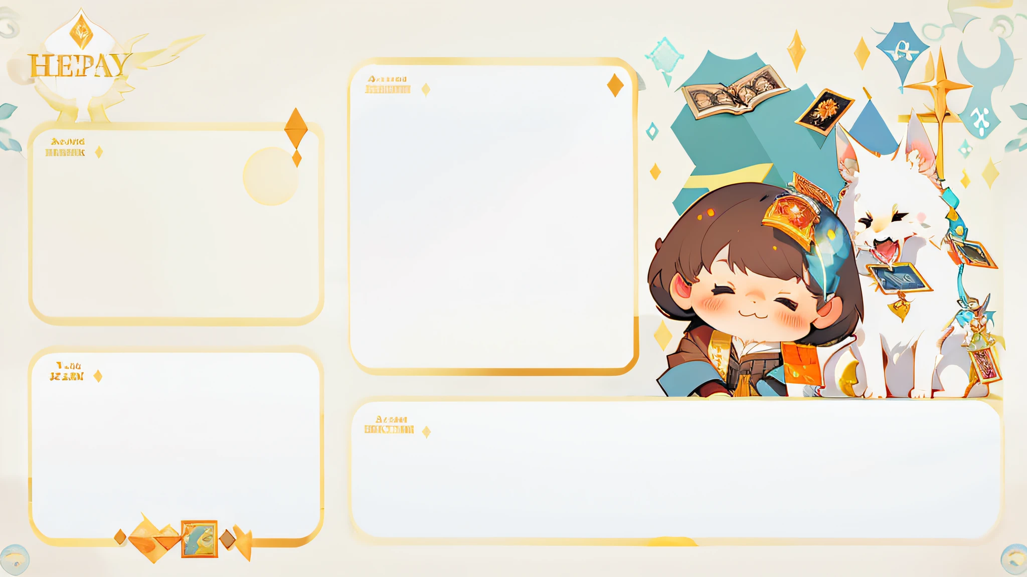 There is a Harry Potter, a Hermione, a Ron and a Hagrid, card templates, basic backgrounds, background images, colorful pages, illustrations with magical flavors, cute characters, Hallwartz House background.