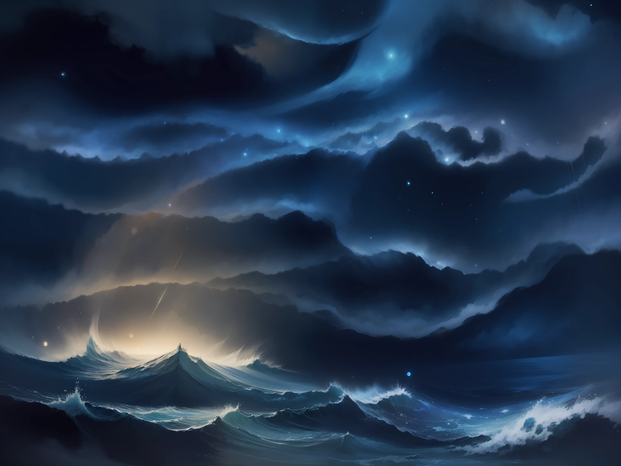 Stretch the seabed Van Gogh starry sky