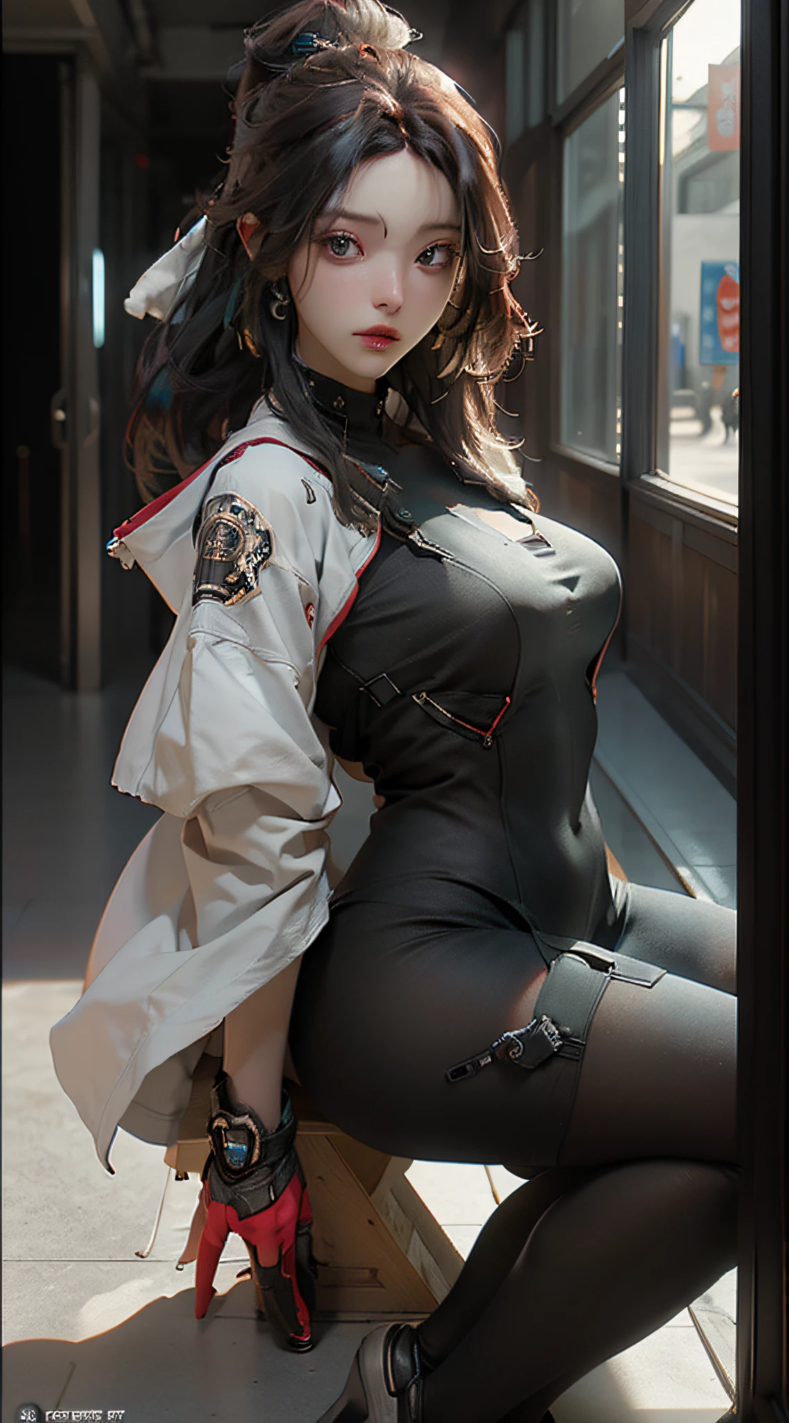 ((Best quality)), ((masterpiece)), (detailed:1.4), 3D, an image of a beautiful cyberpunk female,HDR (High Dynamic Range),Ray Tracing,NVIDIA RTX,Super-Resolution,Unreal 5,Subsurface scattering,PBR Texturing,Post-processing,Anisotropic Filtering,Depth-of-field,Maximum clarity and sharpness,Multi-layered textures,Albedo and Specular maps,Surface shading,Accurate simulation of light-material interaction,Perfect proportions,Octane Render,Two-tone lighting,Wide aperture,Low ISO,White balance,Rule of thirds,8K RAW,