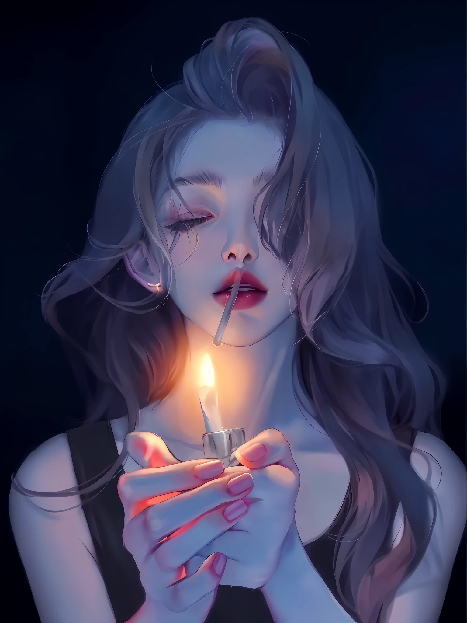 A woman holding a lit candle in her hands - SeaArt AI