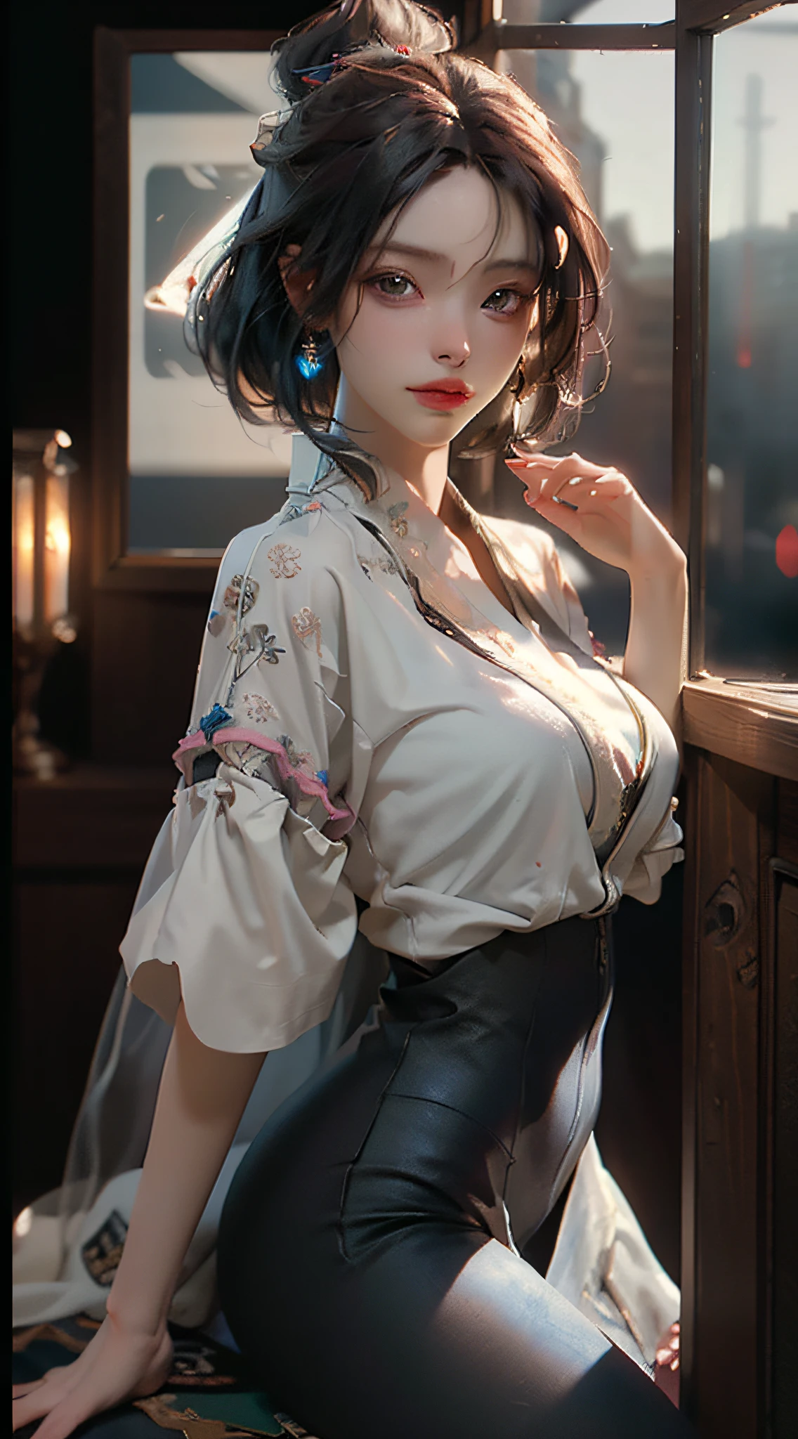 ((Best quality)), ((masterpiece)), (detailed:1.4), 3D, an image of a beautiful cyberpunk female,HDR (High Dynamic Range),Ray Tracing,NVIDIA RTX,Super-Resolution,Unreal 5,Subsurface scattering,PBR Texturing,Post-processing,Anisotropic Filtering,Depth-of-field,Maximum clarity and sharpness,Multi-layered textures,Albedo and Specular maps,Surface shading,Accurate simulation of light-material interaction,Perfect proportions,Octane Render,Two-tone lighting,Wide aperture,Low ISO,White balance,Rule of thirds,8K RAW,