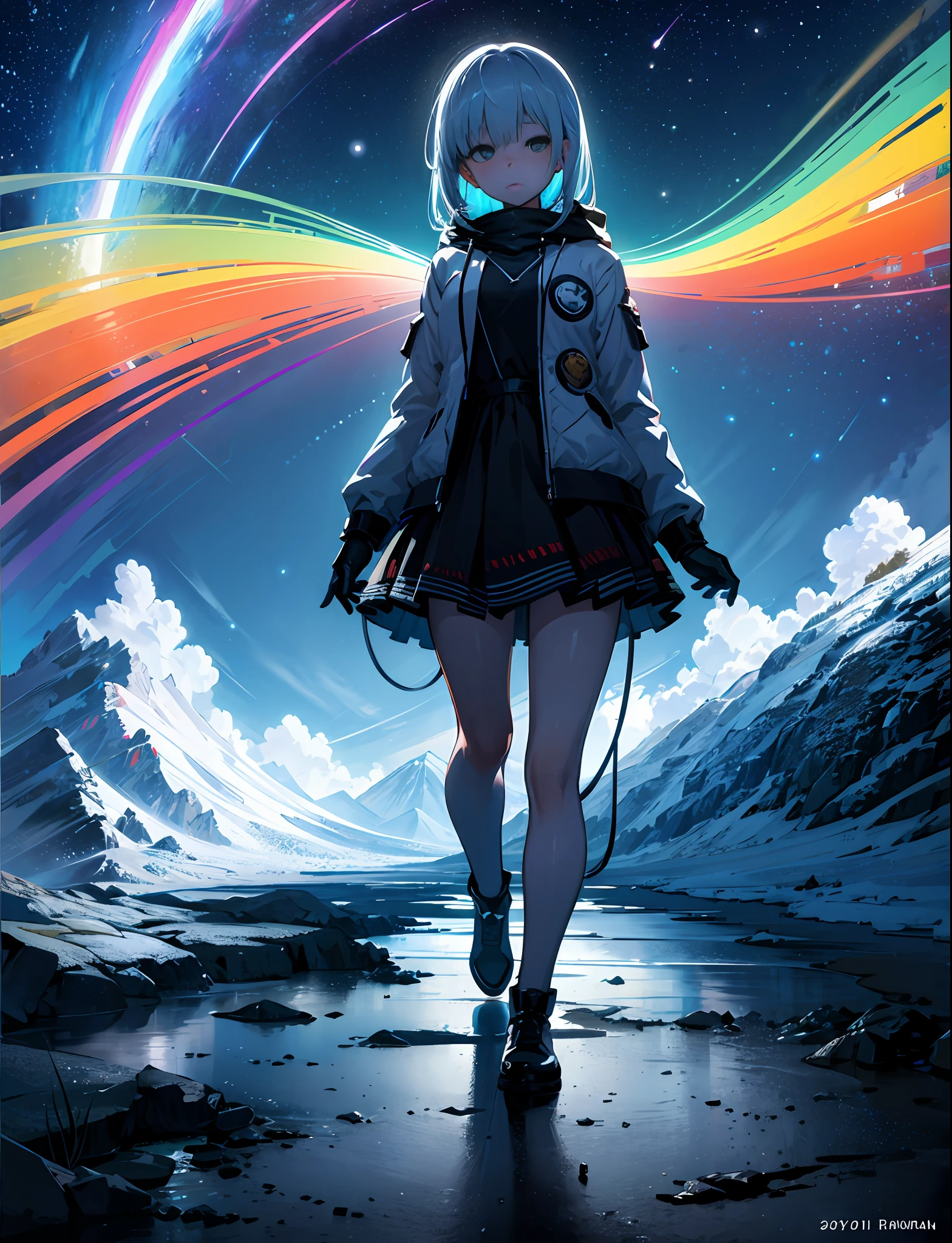 Masterpiece, neon stars, magic around, god, truth, anticipation, depth, insight, understanding, mountain, galactic lush translucent clouds, spectrum, panorama, star cycle, cycle, round eye, planet, earth, truth, knowledge, power, energy, top of the world