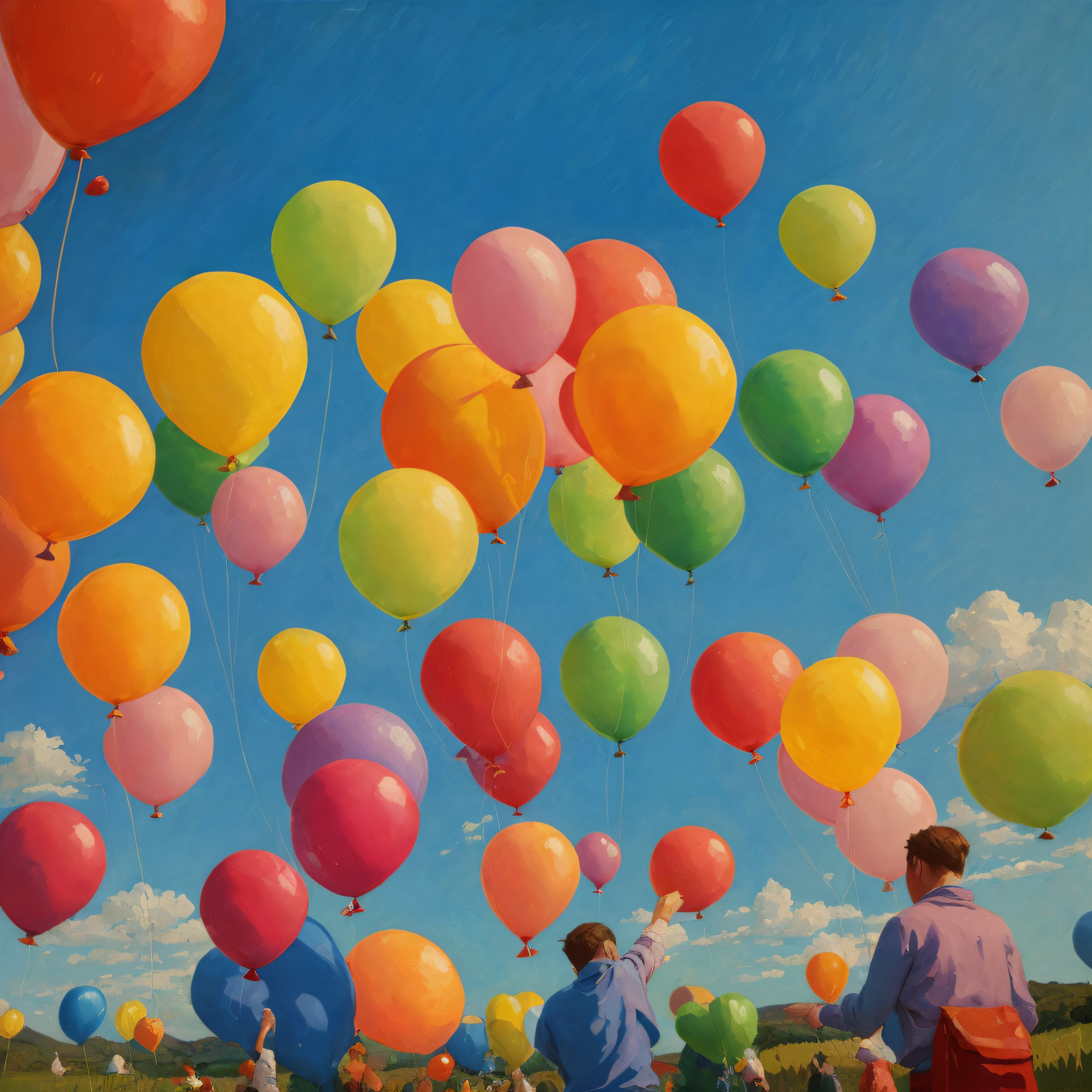 (Niji)/imagine prompt: colorful balloons, oil painting style, Cuno Amiet, HD, long shot, shadowed, --v 5.1 --auto