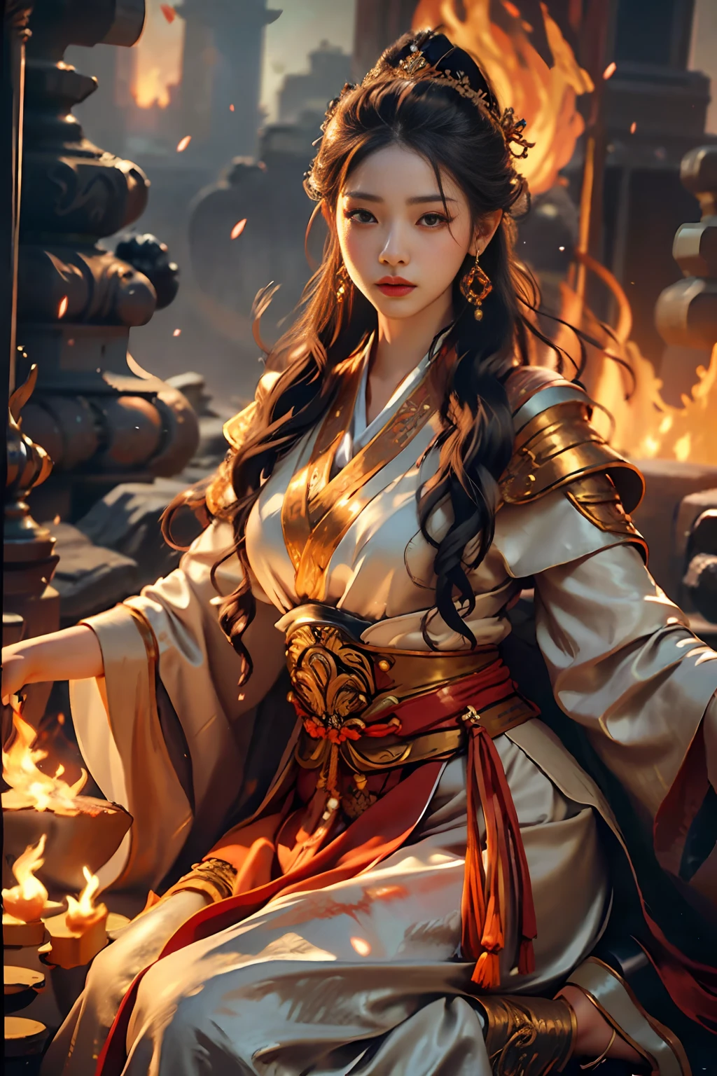 Best Quality, Masterpiece, Ultra High Resolution, (Realistic: 1.4), Xiuxian, Detail Face,
1 girl, (magic circle: 1.2), Xiuxian, full body, beautiful girl, full body, ancient Chinese architecture, Chinese court clothing, architecture, "1 couple, male focus, fins ears, colorful hair, handsome boy, long white hair, tassels, bangs, carp, colorful, bold colors, traditional Chinese clothing, close-ups, stud earrings, rings, sweat, illuminate people", colorful, background: ancient Chinese architecture, master composition, focus on key figures, realism, masterpiece, award-winning, best quality, masterpiece, Ultra-detailed, 8K, extremely detailed CG Unity 8k wallpaper, complex, highly detailed, realistic