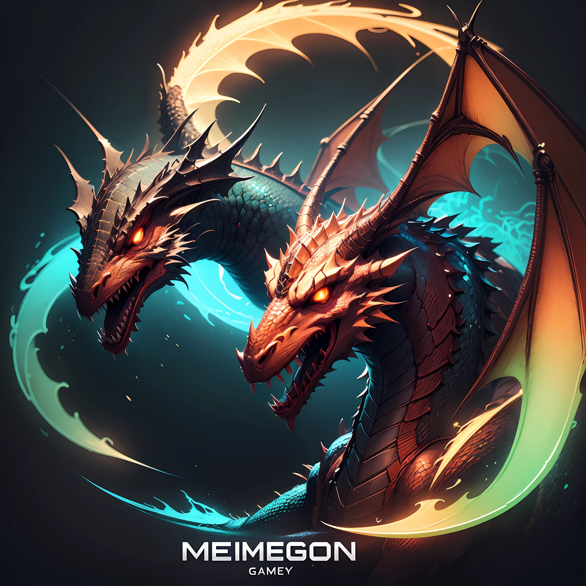 Game Logo, Neon, Dragon --auto