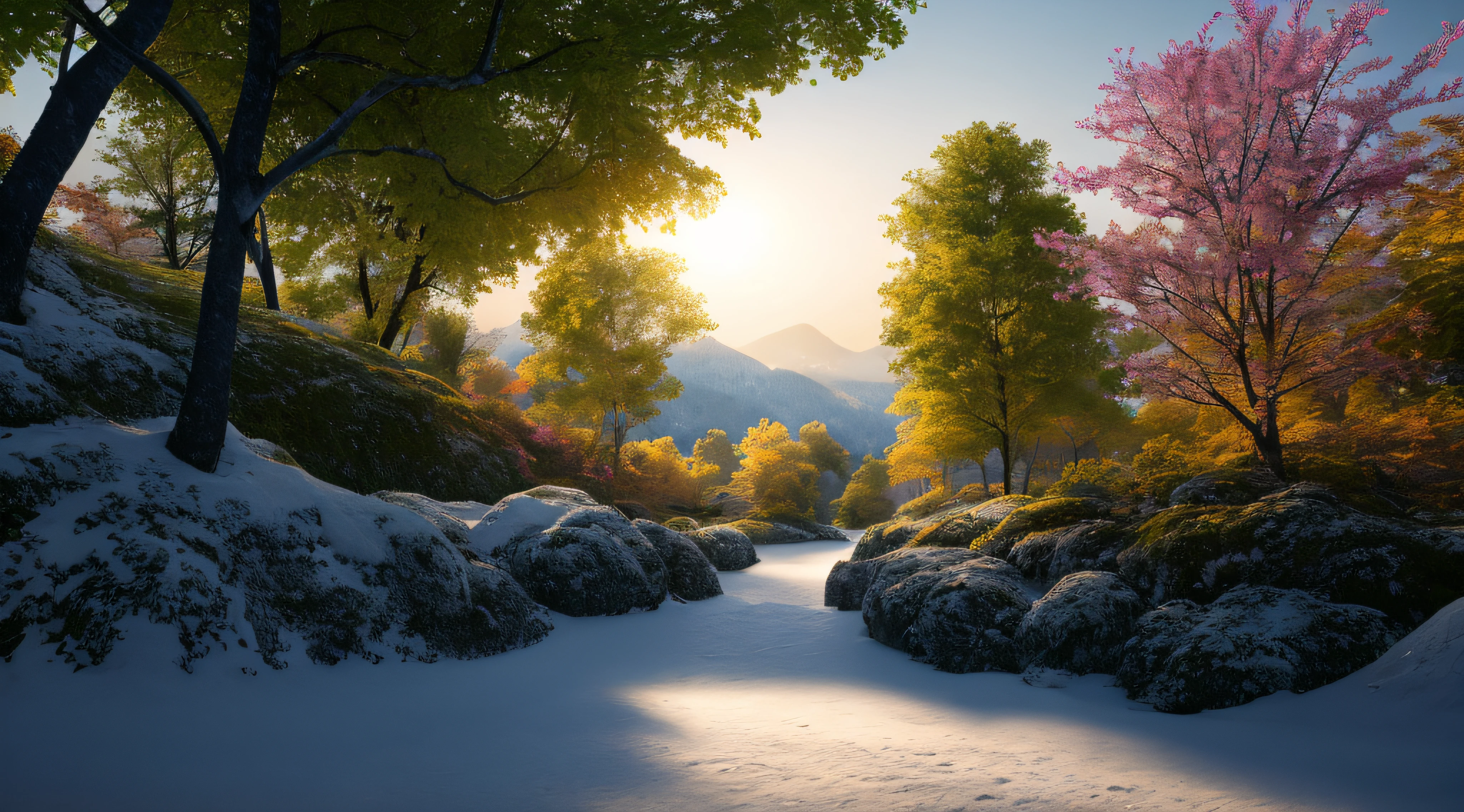 masterpiece, best quality, high quality, extremely detailed CG unity 8k wallpaper, The vast and quiet taiga stretches to the horizon, with dense green trees grouped in deep harmony, as the fresh breeze whispers through their leaves and crystal snow lies on the frozen ground, creating a stunning and peaceful landscape, Bokeh, Depth of Field, HDR, bloom, Chromatic Aberration ,Photorealistic,extremely detailed, trending on artstation, trending on CGsociety, Intricate, High Detail, dramatic, art by midjourney