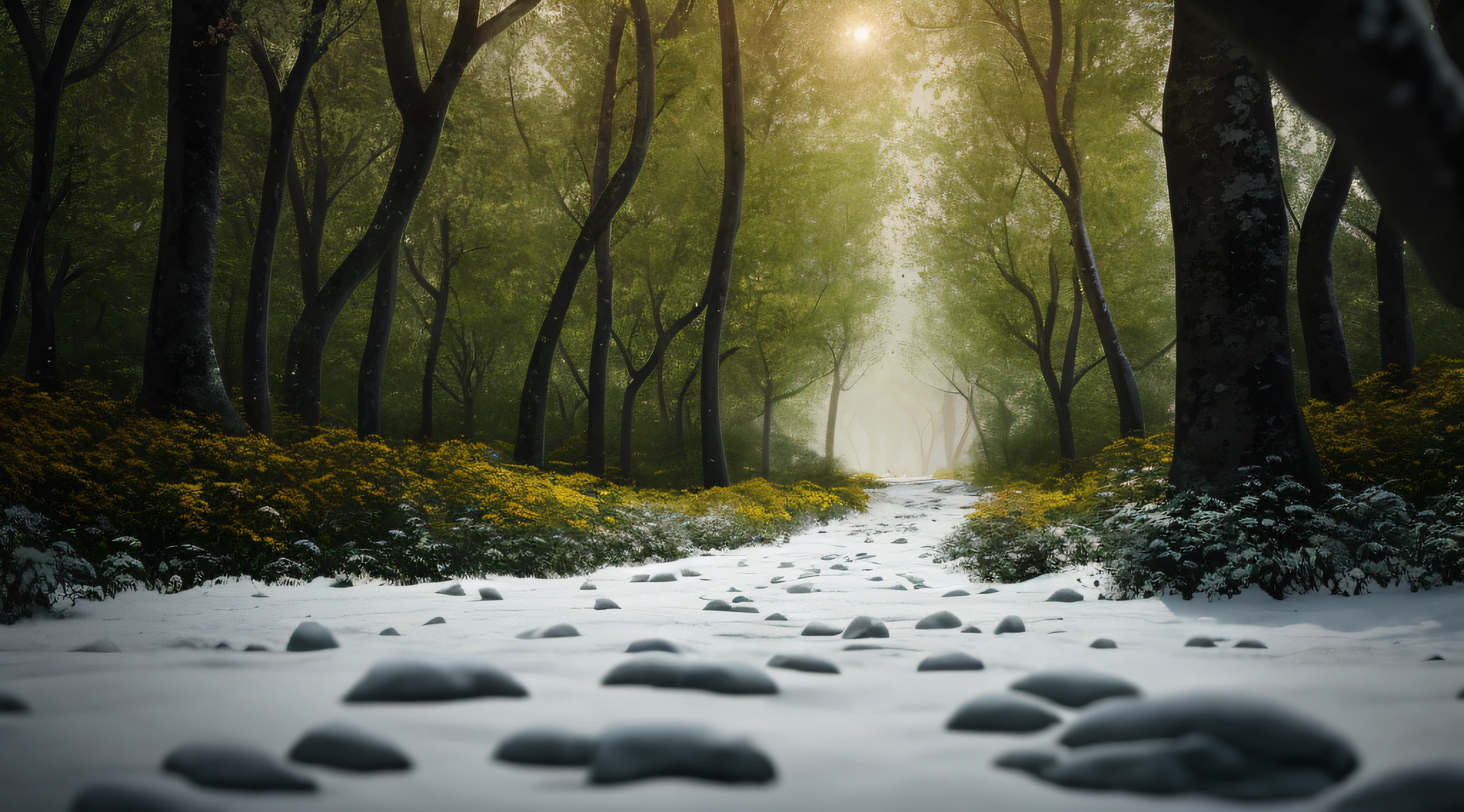 masterpiece, best quality, high quality, extremely detailed CG unity 8k wallpaper, The vast and quiet taiga stretches to the horizon, with dense green trees grouped in deep harmony, as the fresh breeze whispers through their leaves and crystal snow lies on the frozen ground, creating a stunning and peaceful landscape, Bokeh, Depth of Field, HDR, bloom, Chromatic Aberration ,Photorealistic,extremely detailed, trending on artstation, trending on CGsociety, Intricate, High Detail, dramatic, art by midjourney