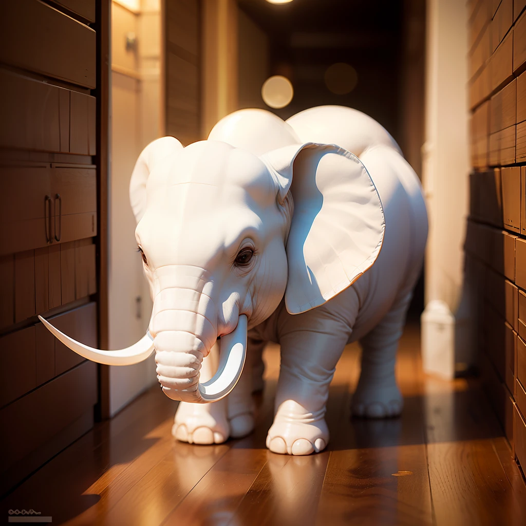 Six-toothed white elephant, real,