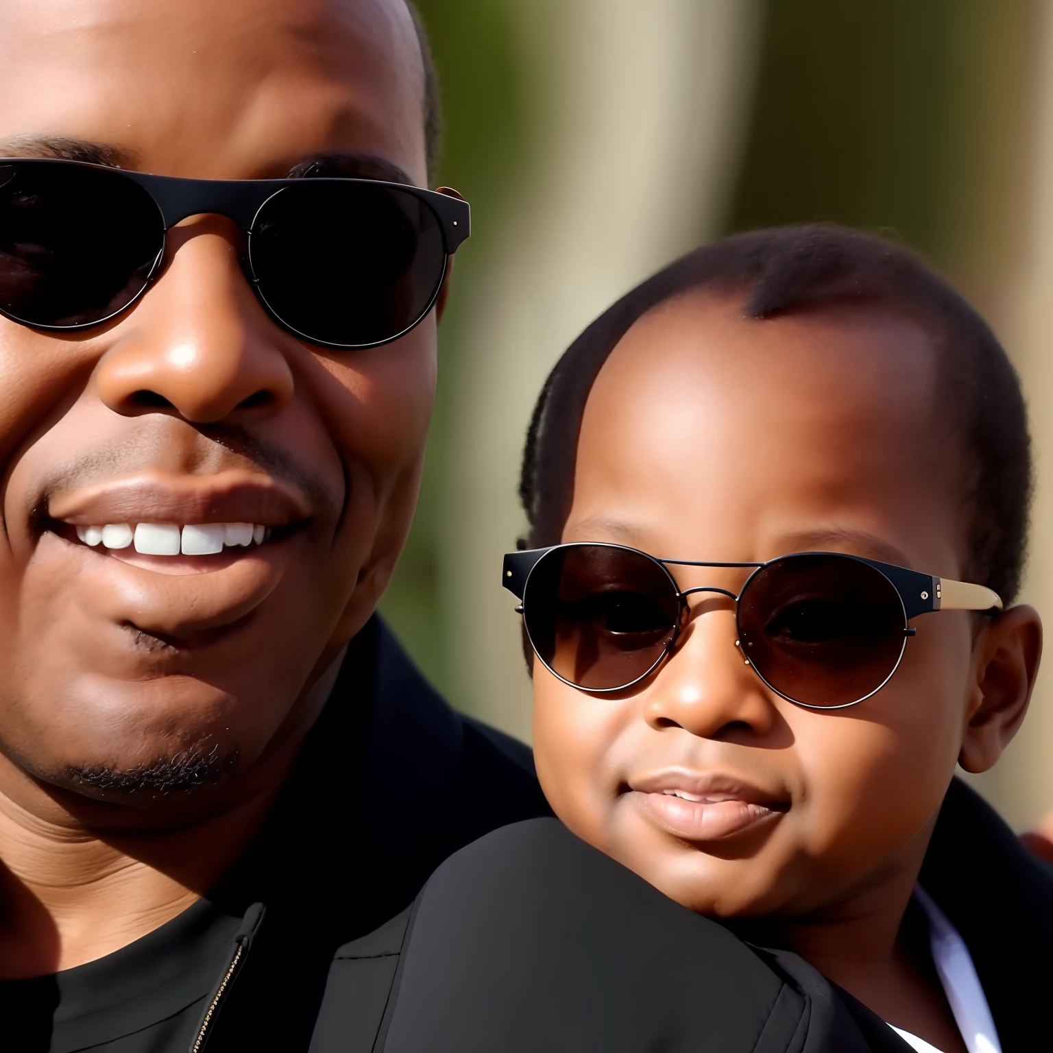 Stevie Wonder, high resolution photo of a baby as mother morpheus, black sunglasses, long black hair