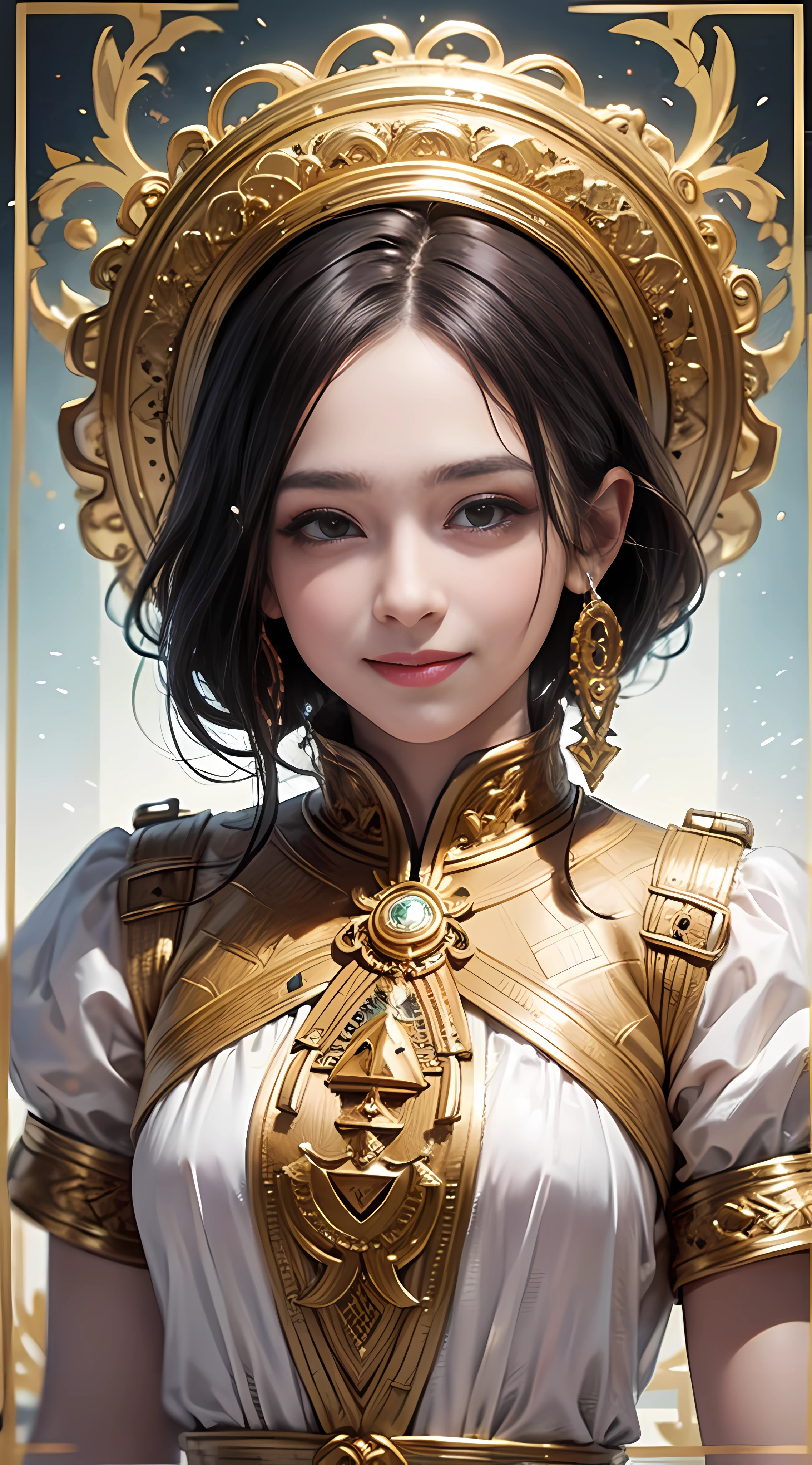 Super high quality, 8K, upper body, don't leak fingers, , no hat, 1 girl, smile, solo, white and tender skin, ethnic minority clothing, upper body, close-up, hd