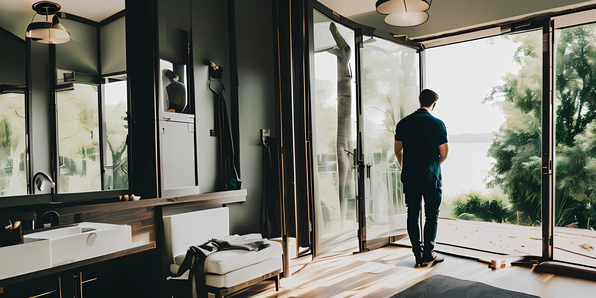 a person looking at himself in a mirror, reflecting on his journey