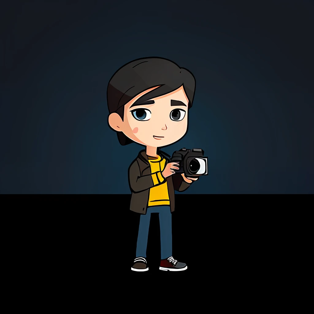 Cartoon avatar holding camera