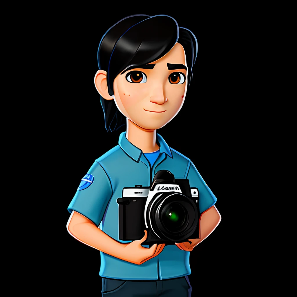 Cartoon avatar holding camera
