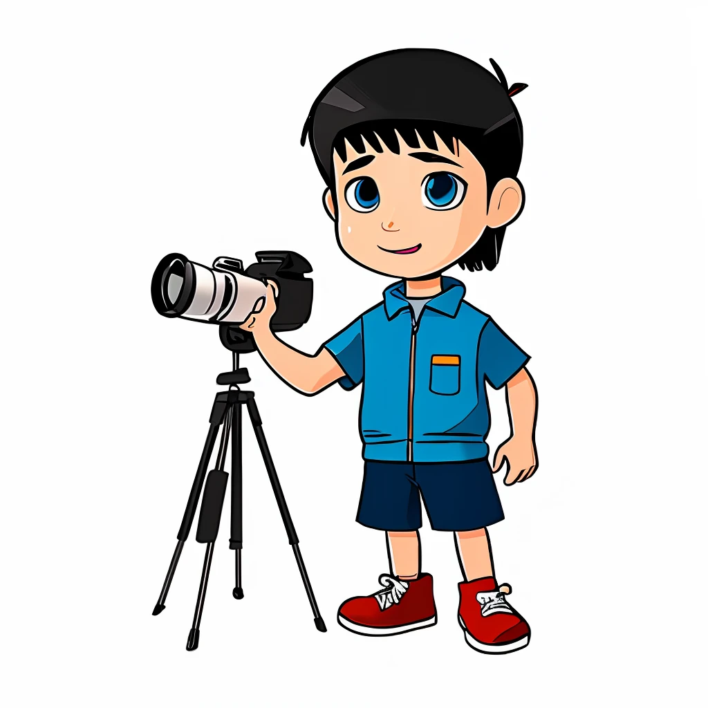 Cartoon avatar holding camera