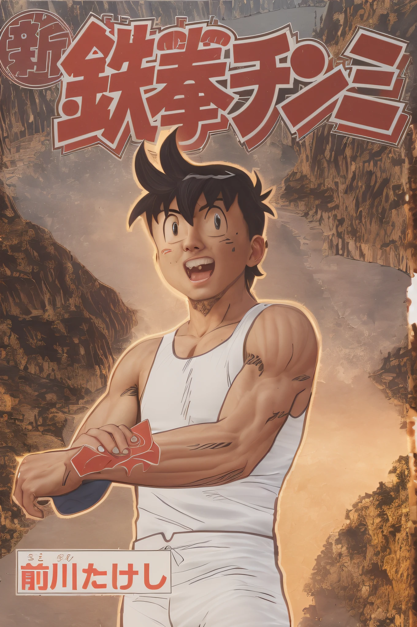 A photo of oppav3, (masterpiece, ultra quality, high resolution, 8k, intricate: 1.2), (detailed face:1.2), handsome, Young boy, white skin, double eyelids , detailed skin, 1boy, ((realistic)), abs, muscle veins, flexing, waking up, morning, no mustache, laugh