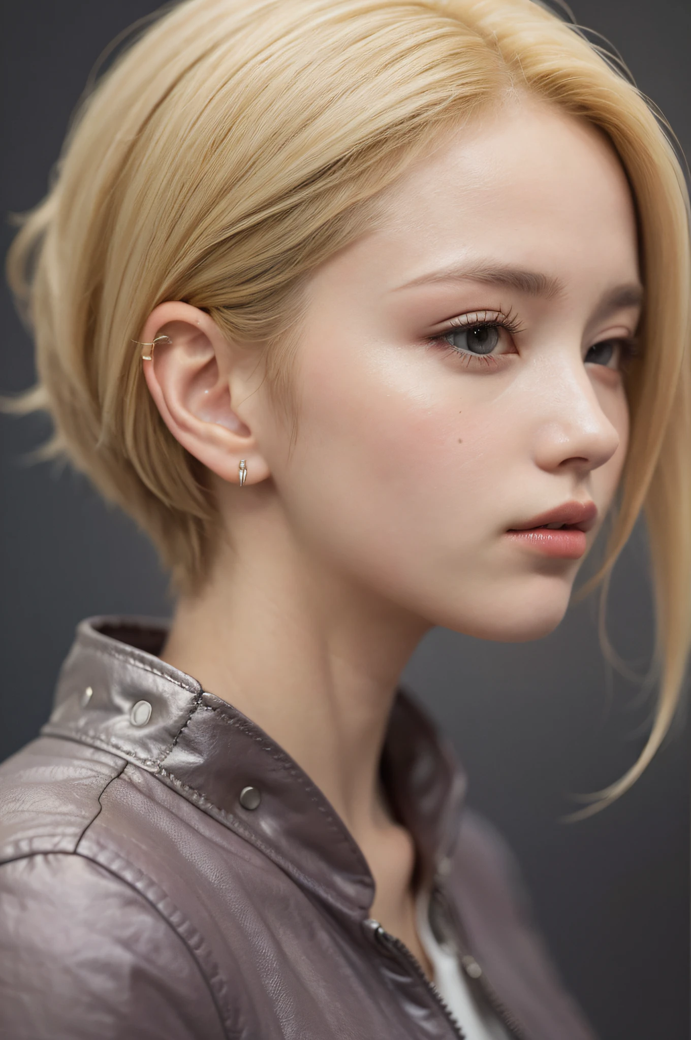 a 20 yo woman, blonde, (hi-top fade:1.3), dark theme, soothing tones, muted colors, high contrast, (natural skin texture, hyperrealism, soft light, sharp)