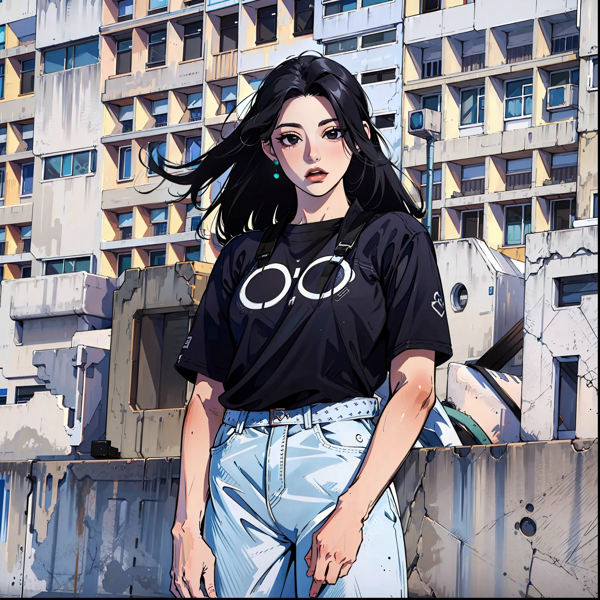 (masterpiece),(best quality:1.0), (ultra highres:1.0), detailed illustration, 8k, 1girl, beautiful, sage(valorant), Valorant, black eyes, detailed eyes, black hair, detailed hair detailed, highlights on hair, best quality, detailed