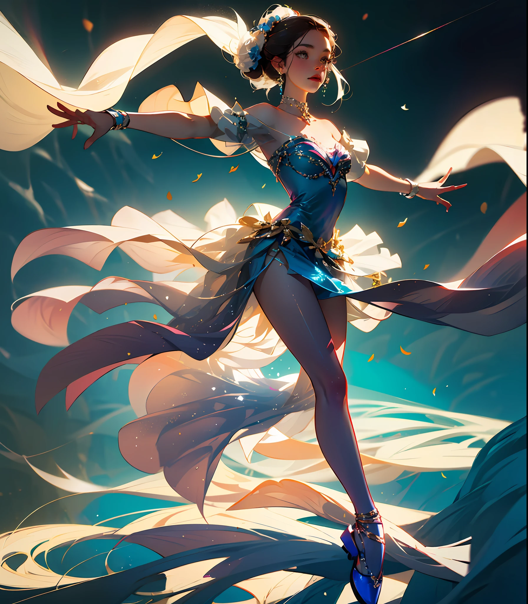 In this ethereal portrayal, a young ballerina gracefully dances, her delicate form adorned in a tastefully revealing attire. Every movement is a mesmerizing expression of artistry, as her lithe body effortlessly glides through the air. The elegance of her pose and the purity of her expression captivate the audience, evoking a sense of awe and admiration. This exquisite image celebrates the beauty and grace of ballet, transcending the boundaries of clothing and embracing the essence of artistic expression. --auto