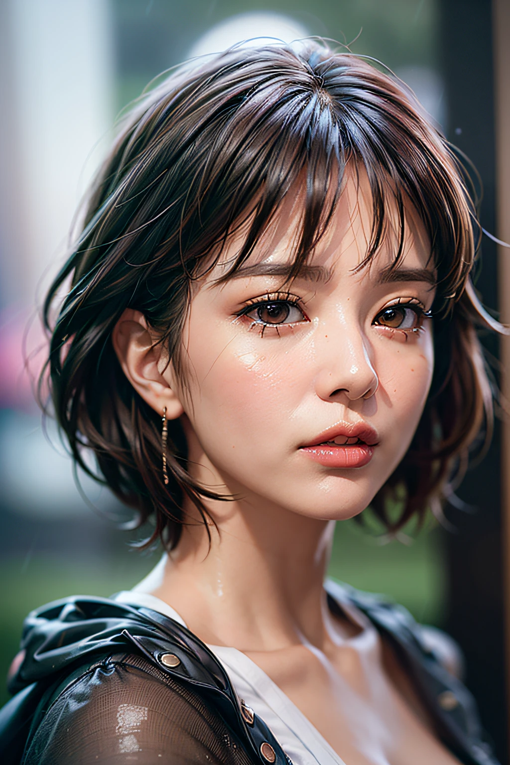 (masterpiece, best quality, beautiful quality, photorealistic, looking at viewer, detailed lighting, extremely detailed skin, extremely detailed hair, extremely detailed teeth, shadows, 8k:1.2), (a picture of a woman, 1girl, blunt bangs, Egyptian bob cut:1.2),