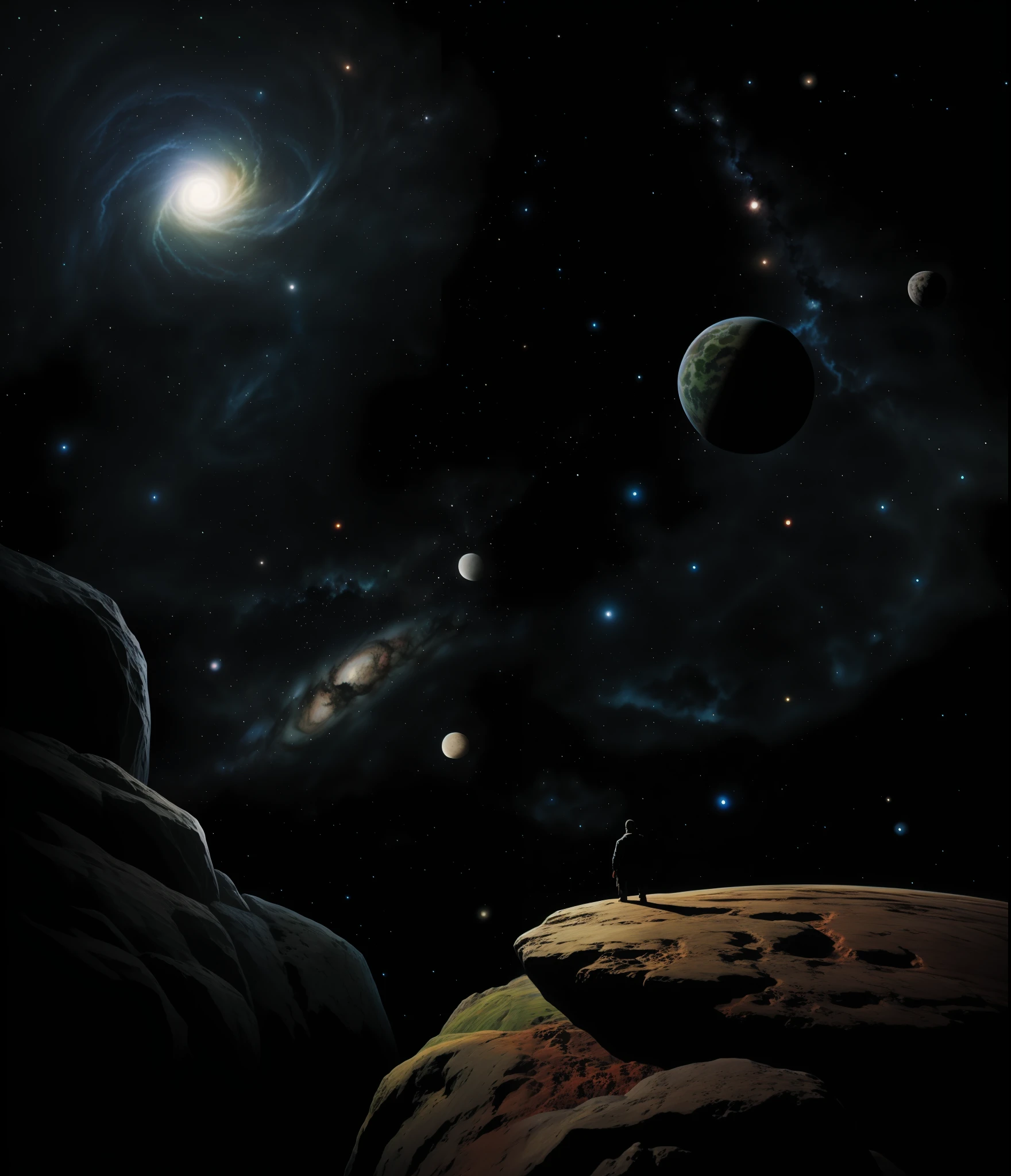 Man at edge of creation of the universe