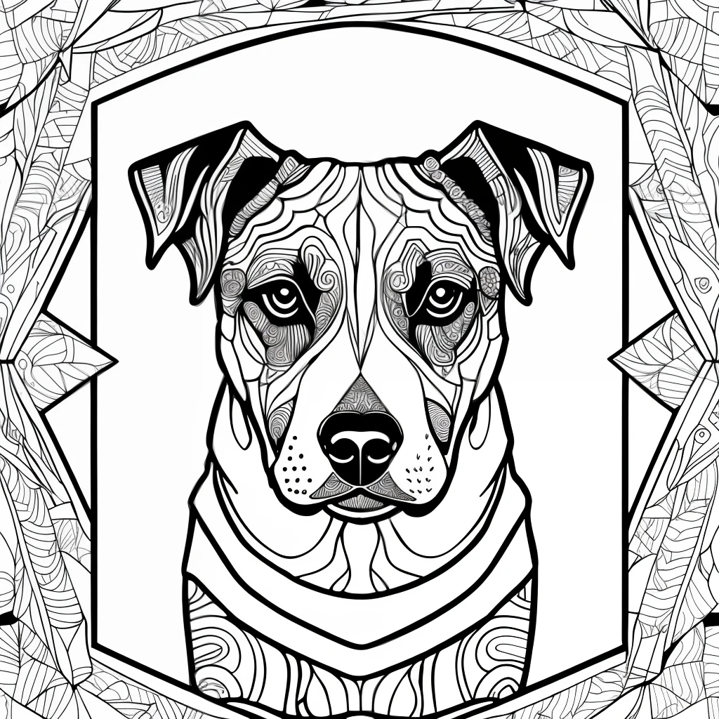 monochrome, adult coloring page, vectorization, mandala, dog image (Rhodesian Ridgeback), white background, clean line art, fine line art