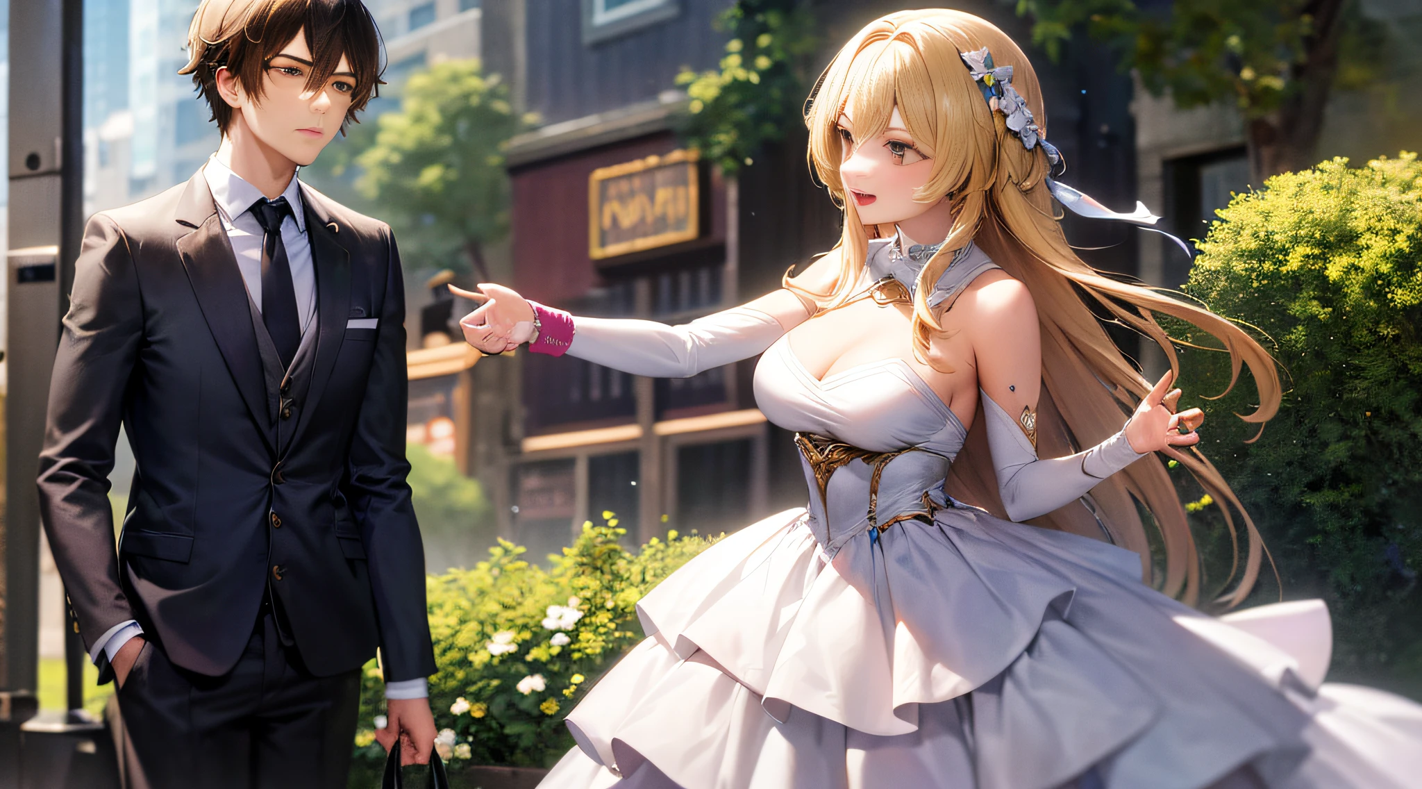 A man, a woman, the man grabbed the girl's wrist fiercely,