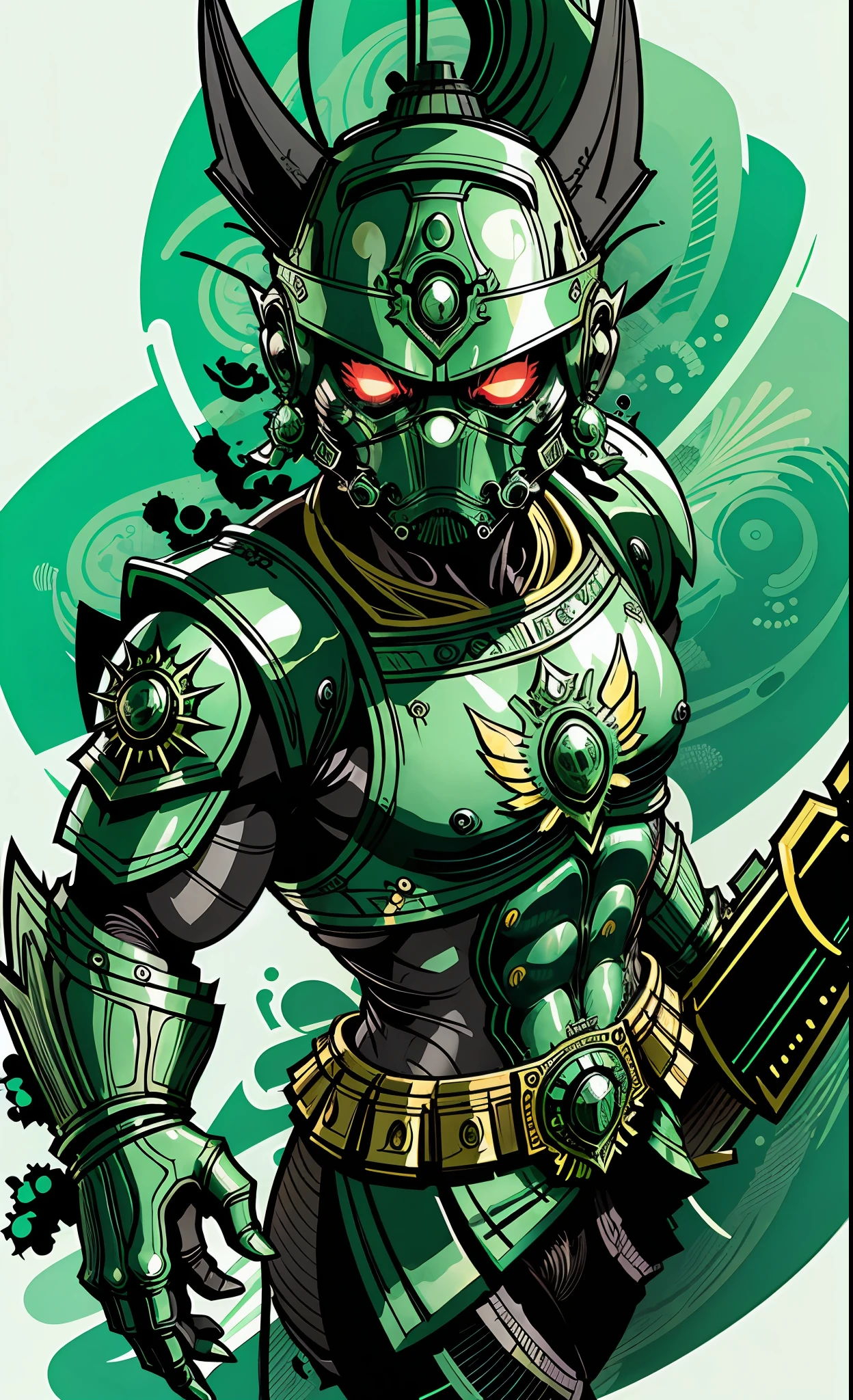 Emerald warrior in the style of 0mib
