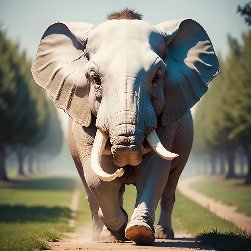 Six-toothed white elephant, real, noble,
