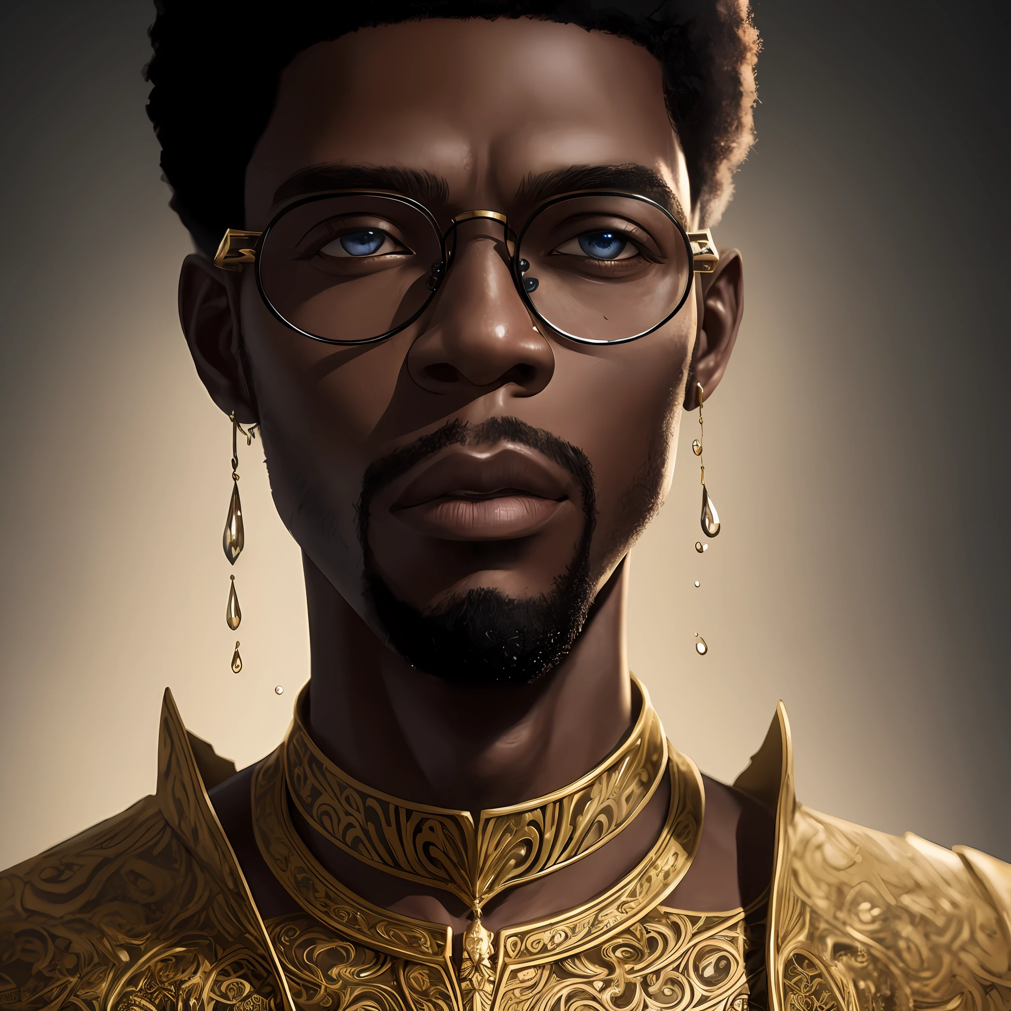 (extremely detailed CG unit 8k wallpaper), psychedelic portrait of a Black man, wearing glasses wise, surreal, lsd, face, detailed, intricate, elegant, lithe, highly detailed, digital painting, artstation, concept art, smooth, sharp focus, illustration, drops of water paint background --auto