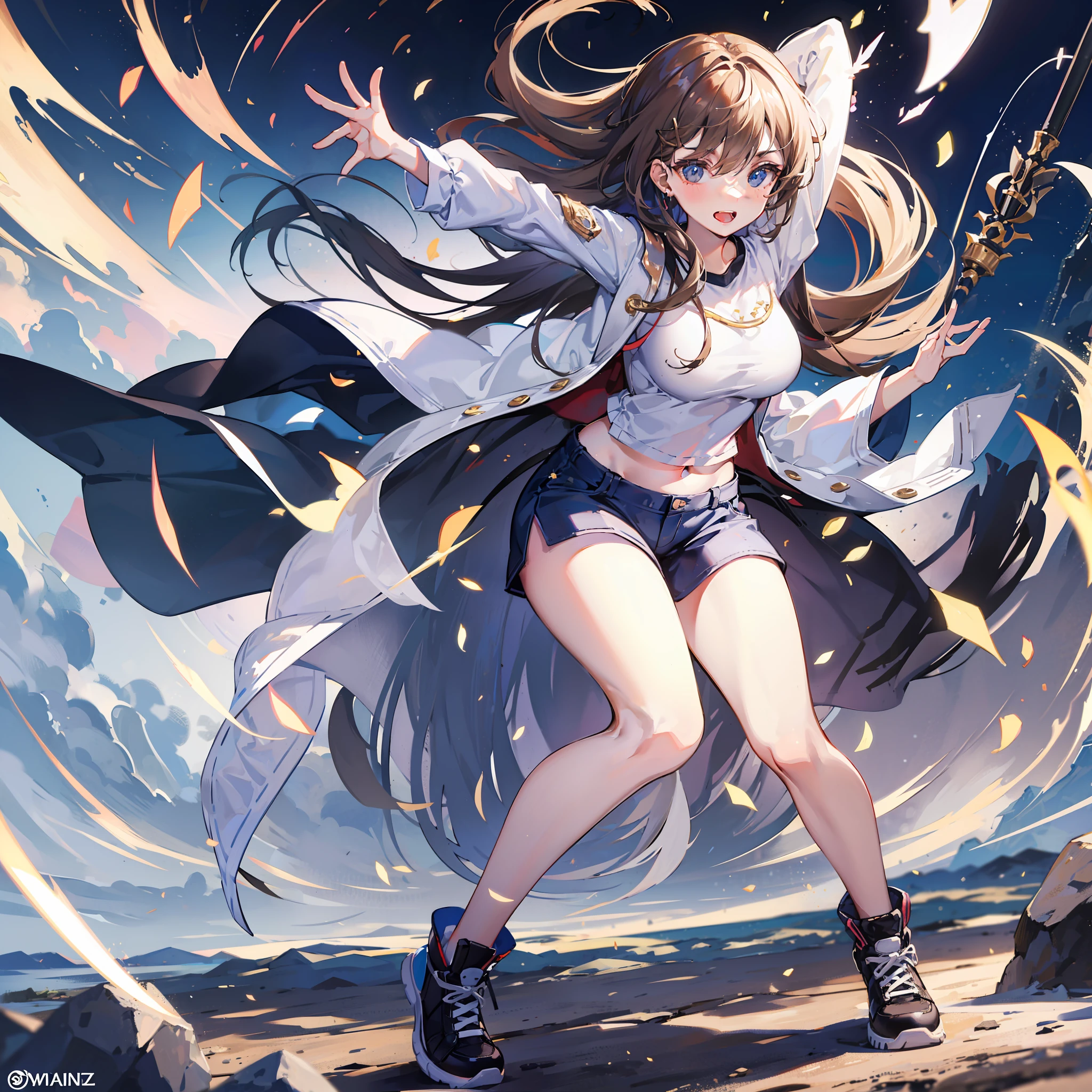 snow mountain surfing girl brown hair ability flying