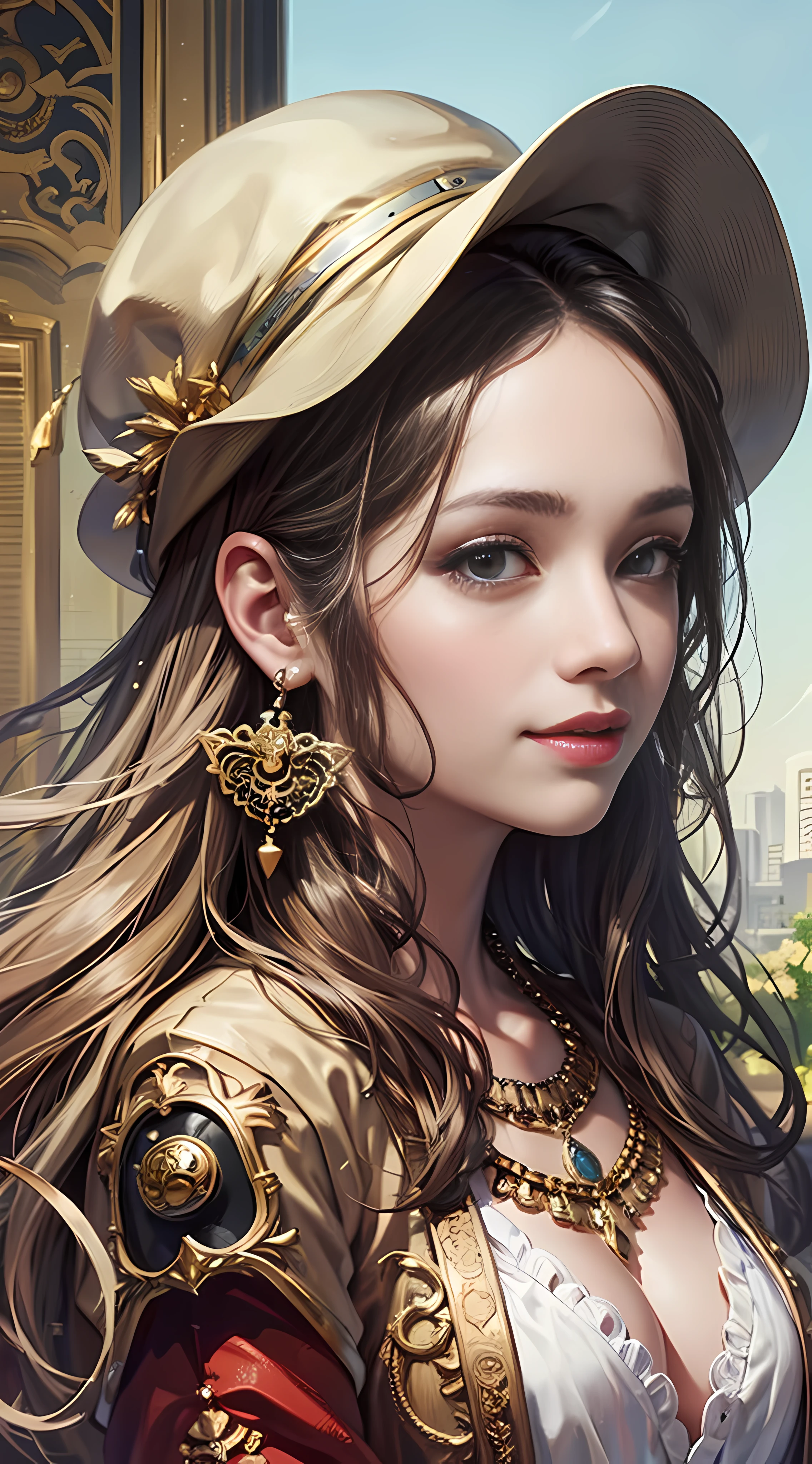 Super high quality, 8K, upper body, don't leak fingers, 1 girl, smile, solo, white and tender skin, ethnic minority clothing, no hat