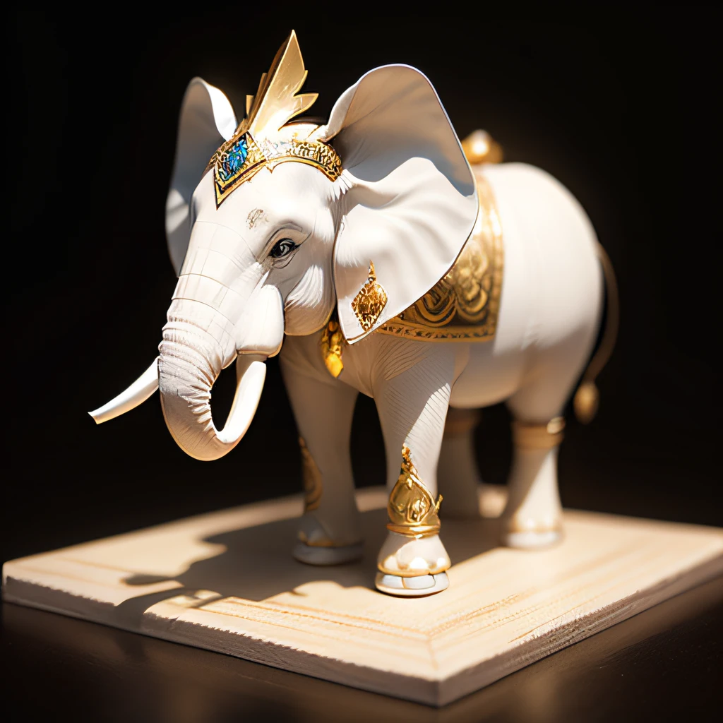 Six-toothed white elephant, real, noble, jewelry, gold, dazzle, elephant saddle, ornate headdress