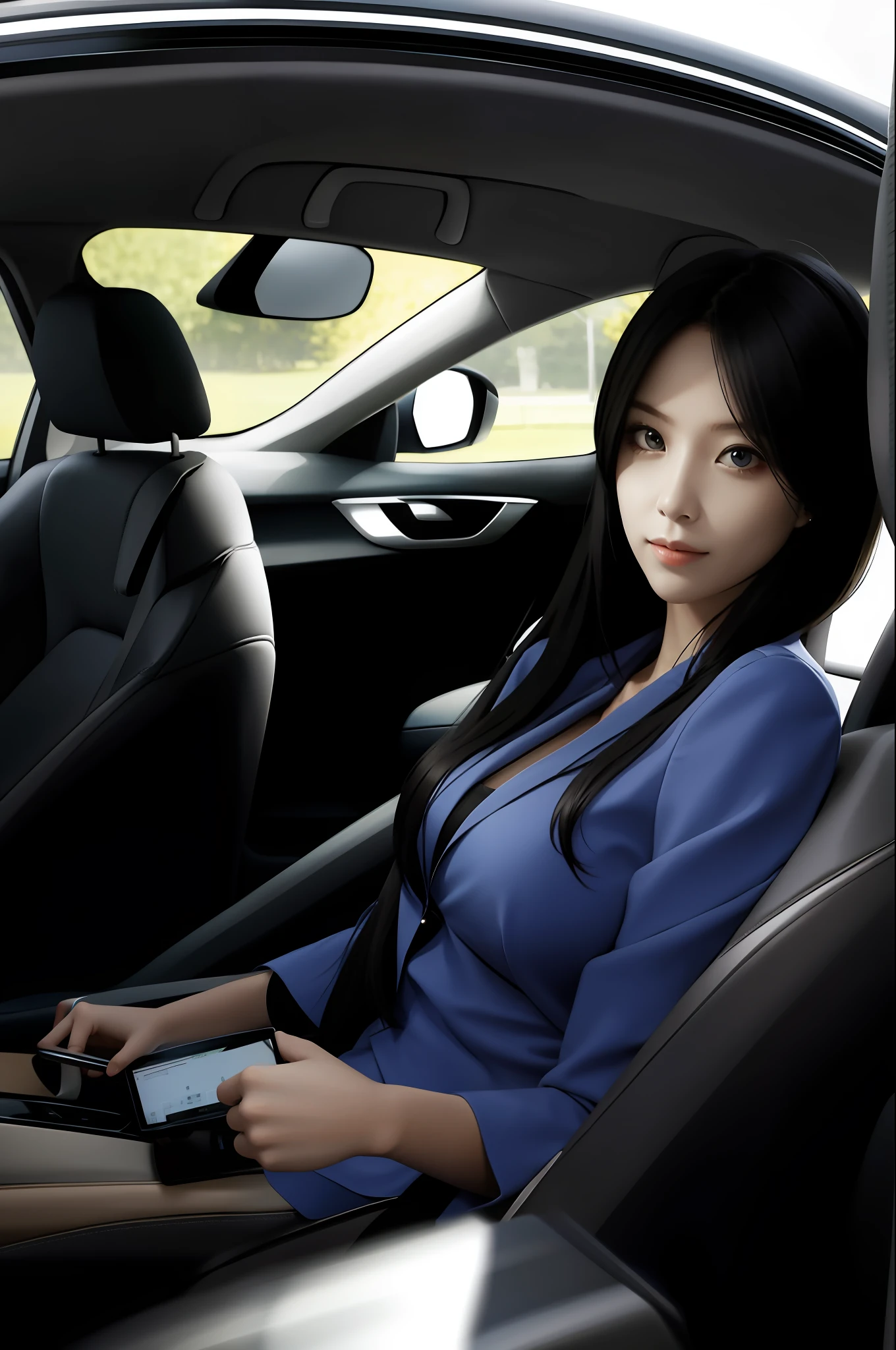 Beautiful woman driving to work