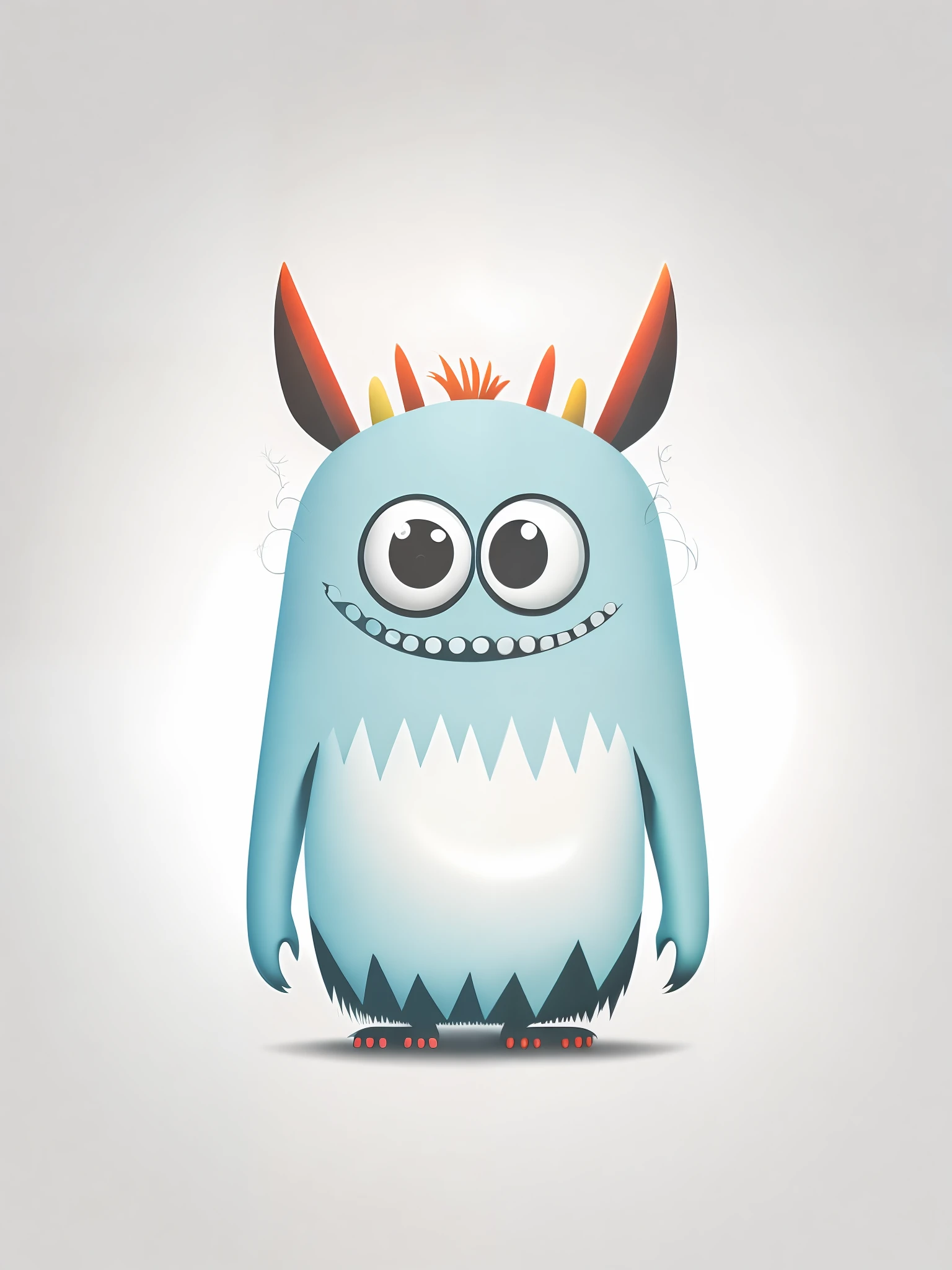 Cute symmetrical monster, minimalist t-shirt design on a clean white background, inspired by the artistic style of tim burton