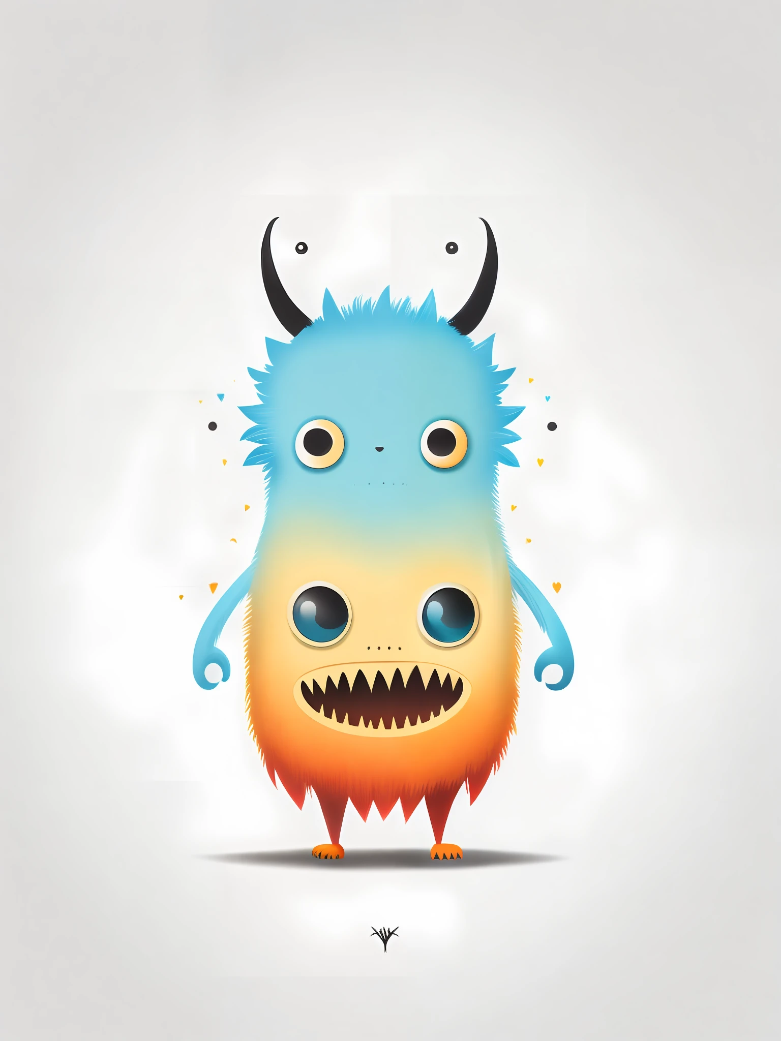Cute symmetrical monster, minimalist t-shirt design on a clean white background, inspired by the artistic style of tim burton