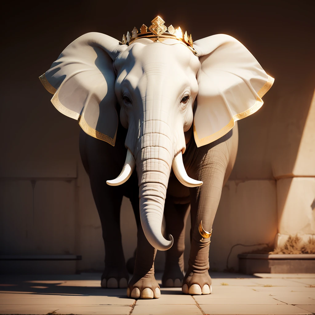 (six-toothed) white elephant, real, noble, jewelry, gold, dazzling, elephant saddle, gorgeous headdress,
