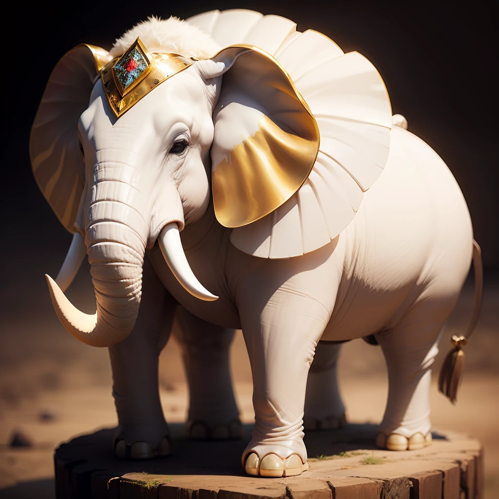 (six-toothed) white elephant, real, noble, jewelry, gold, dazzling, elephant saddle, gorgeous headdress,