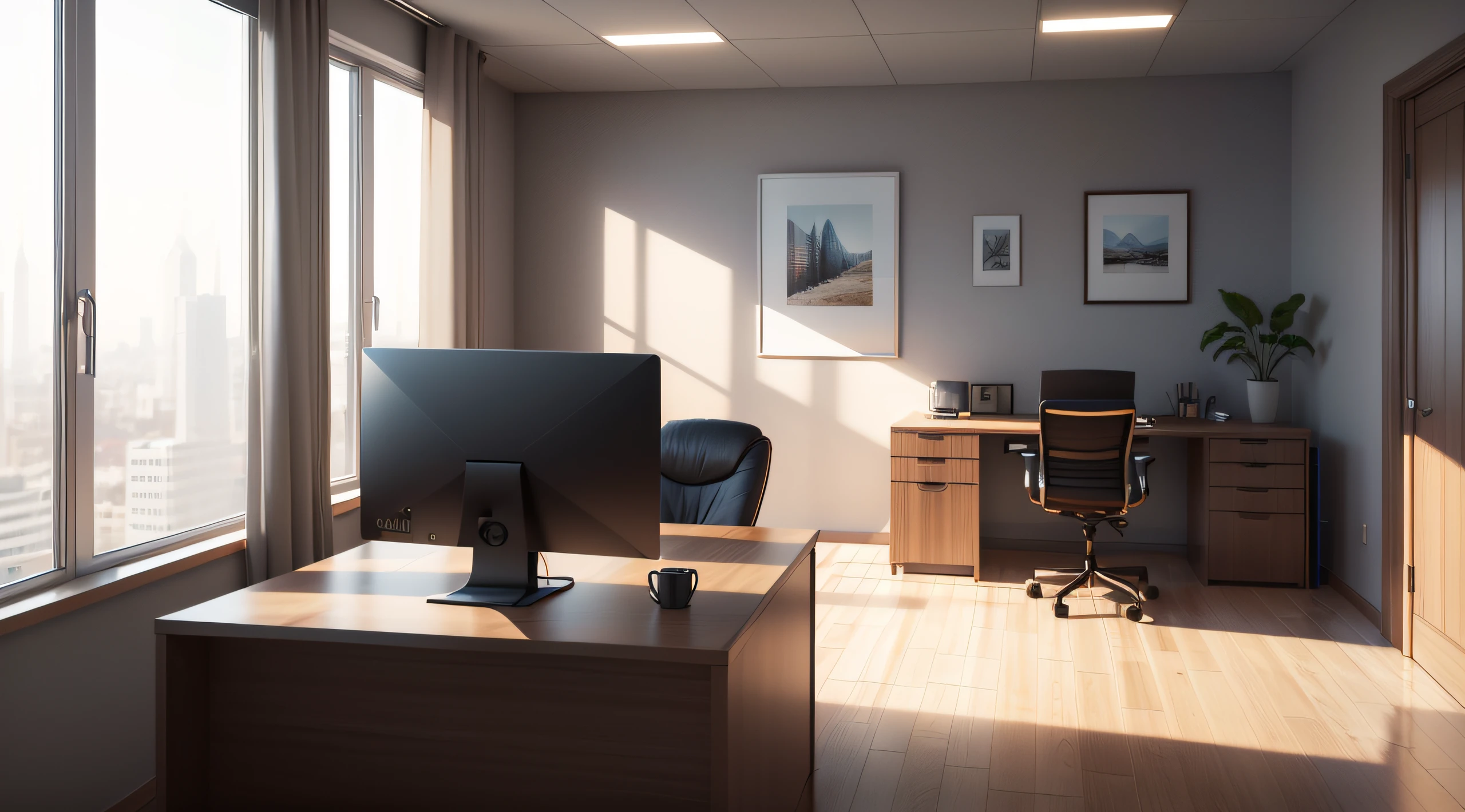 (8k, RAW photo, best quality, masterpiece: 1.2), (realistic, photo-realistic: 1.37), ultra-detailed, ultra high res, modern office, moderately lit