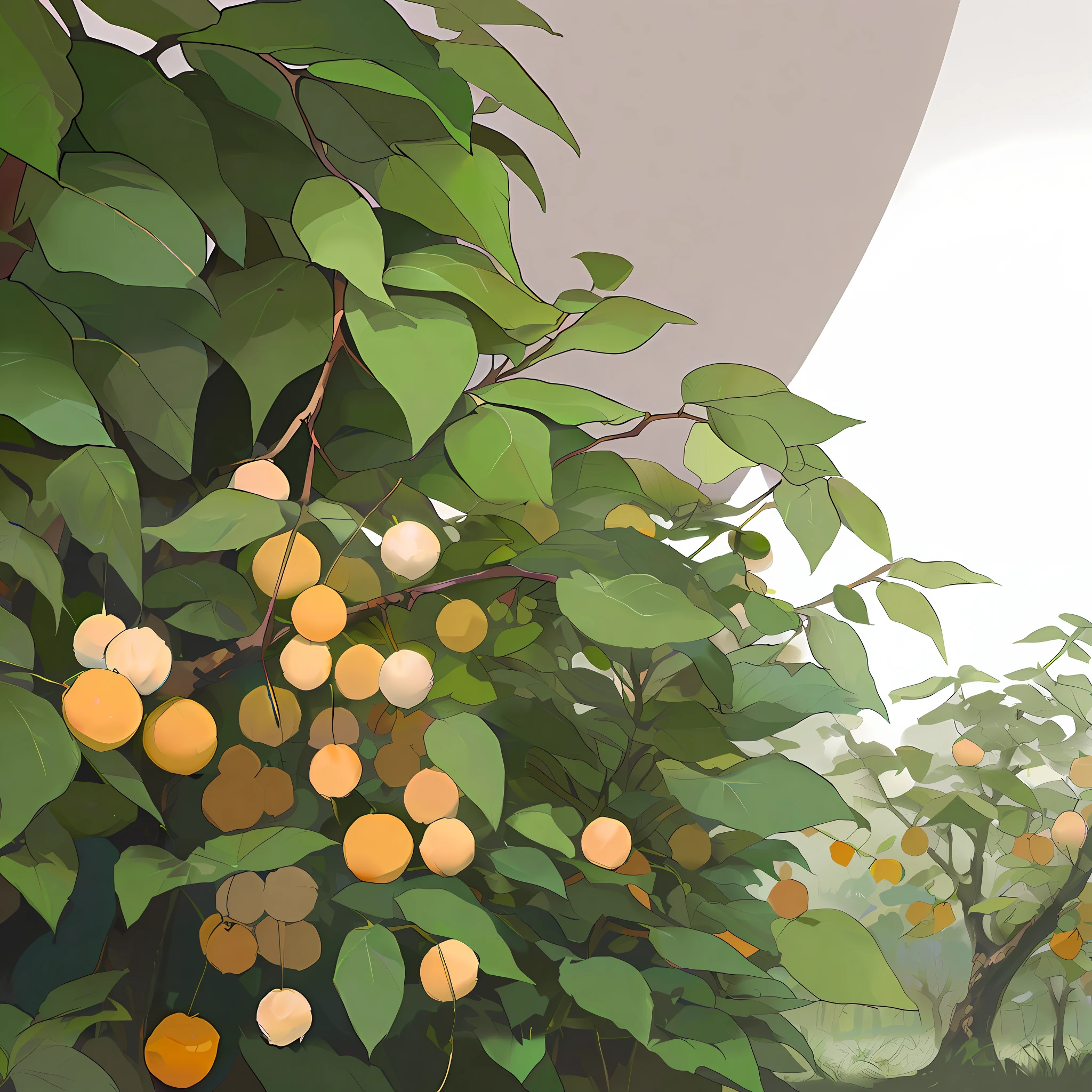 Sky, leaves, fruits