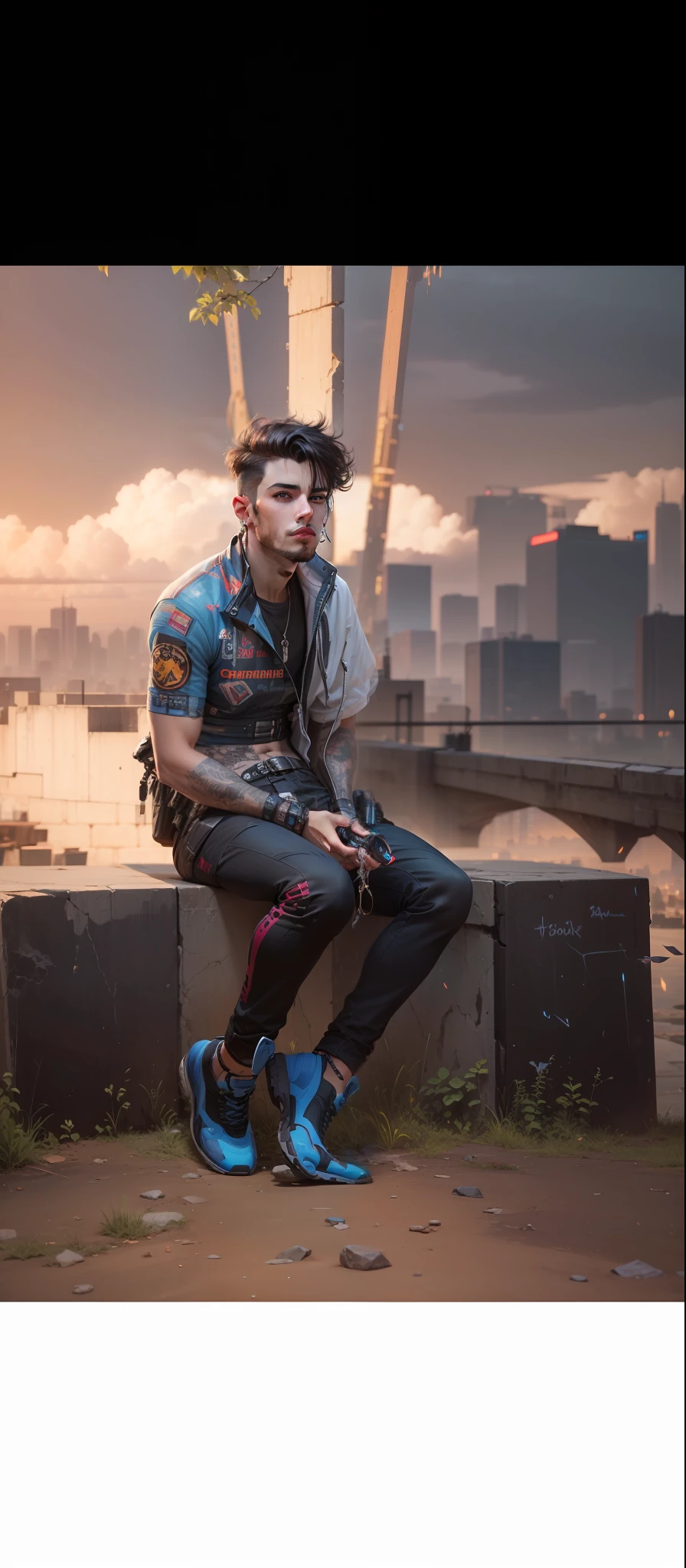 Change background cyberpunk handsome boy, realistic face, 8k, ultra realistic,