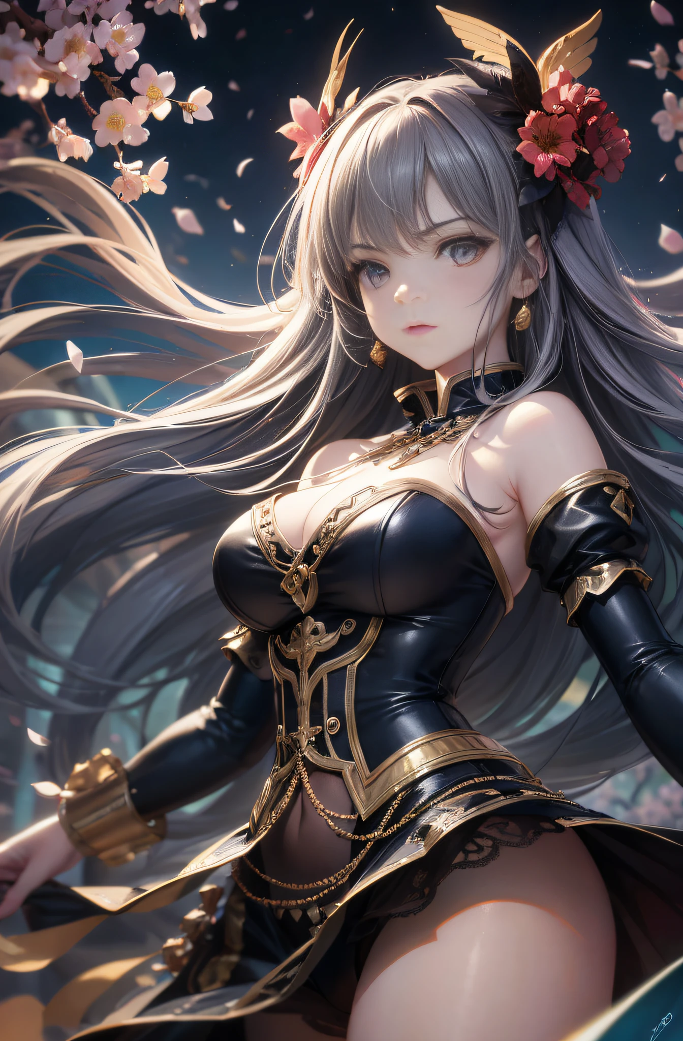 anime girl with long hair and black outfit posing in front of a tree, detailed digital anime art, extremely detailed artgerm, cushart krenz key art feminine, 8k high quality detailed art, smooth anime cg art, 2. 5 d cgi anime fantasy artwork, artgerm on artstation pixiv, anime goddess, beautiful alluring anime woman