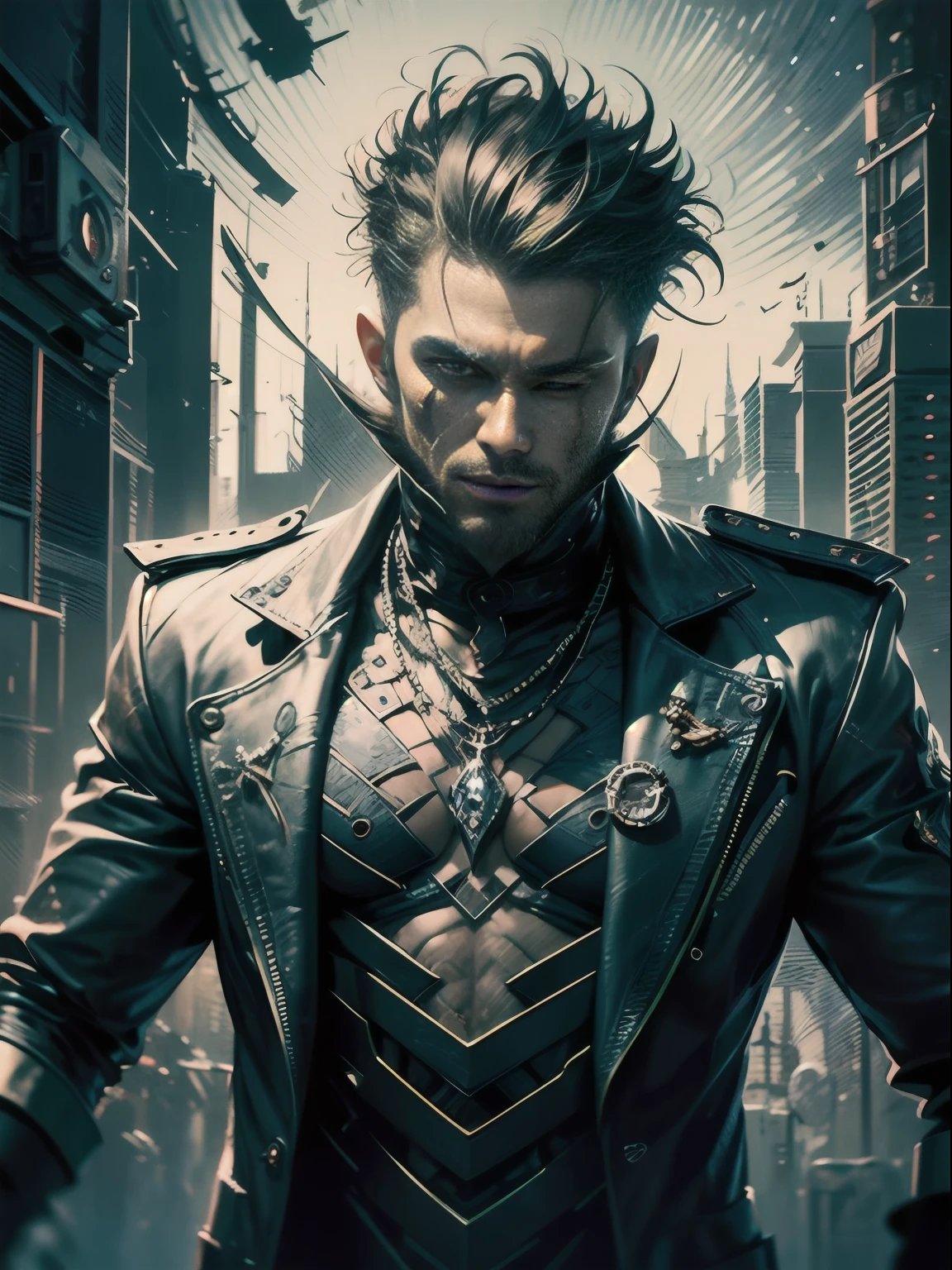 masterpiece, best quality, masterpiece, best quality, Create a striking art piece featuring an edgy male villain, adorned in a dark and stylish ensemble, with sharp features, intense eyes, and a commanding posture, exuding an aura of malevolence and mystery that captivates and intimidates viewers, phenomenal aesthetic, sumptuous artwork,