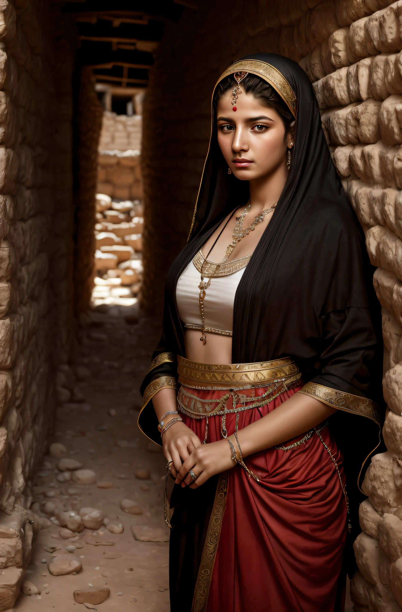 Beautiful prostitute Rahab resident of the ancient city of Jericho, as a real-life version of (/young woman/):1.2), (in an ancient world :1), by ultra realistic highly detailed intricate photorealistic style photography, ancient harlot