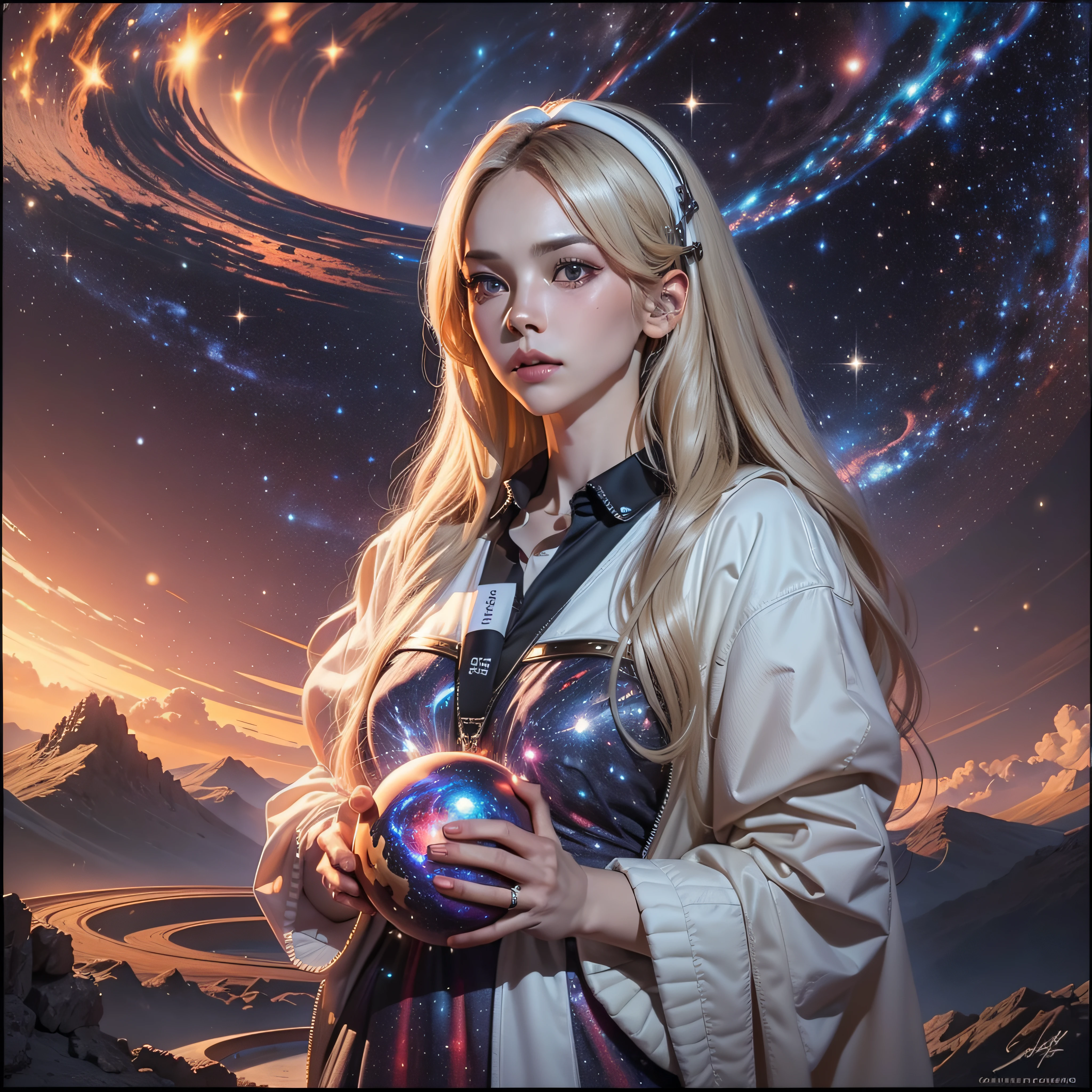 (Jesus Christ, (creator of galaxies + galaxies in the background:1.2), (Planet Earth:0.8)) with the world in the palm of his hands, professional image, wide photo, insanely realistic, with with dramatic lighting, 20 megapixels, canon eos r3, depth of field, masterpiece, best quality, intricate, tone mapped, highly detailed, smooth, sharp focus, highly detailed art, cinematic, hyper realistic, 8K, incredible shadows, realistic, (highly detailed background: 1.0)