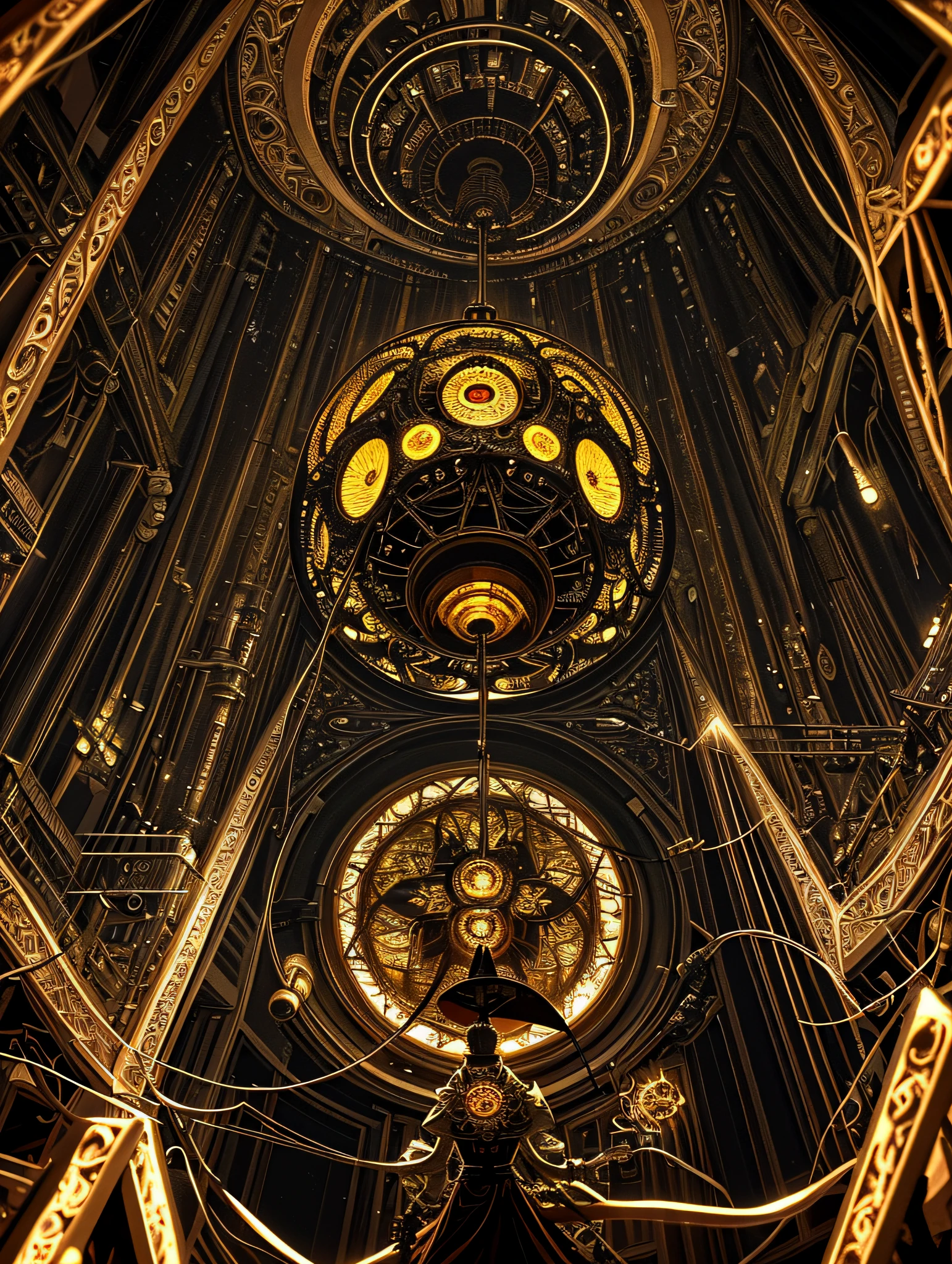Aesthetic symbols, golden section, central symmetry, surrealism, magic, goddess, mechanical, urban,  starlight, unparalleled masterpiece, best quality, gold, precious stones,Exquisite, gorgeous, rich,Colorful,Grand Budapest Hotel