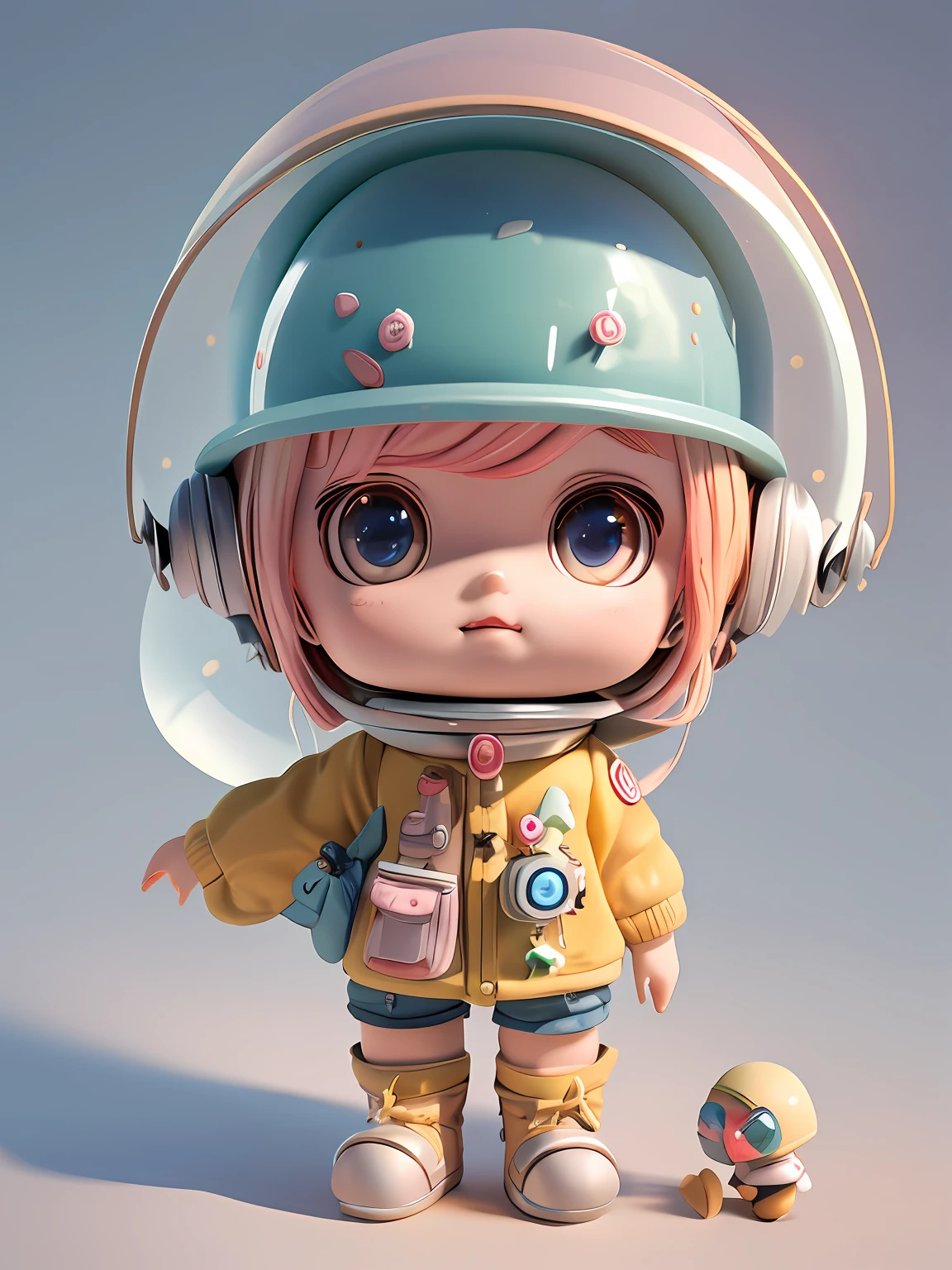 Little doll with hat and dress made of nuts, pink hair, cute 3 d rendering, cute digital painting, cute detailed digital art, cute digital art, cute 3d anime girl rendering, 3d rendering stylization, cute cartoon characters, female explorer mini cute girl, cute characters, 3 d rendered character art 8 K
