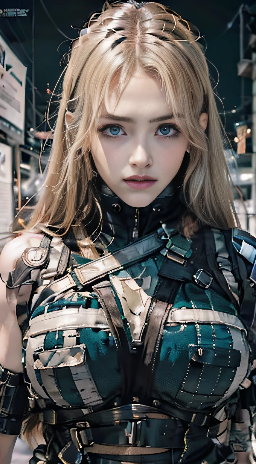 Masterpiece, Best Quality, Film, Official Art, Propaganda Art, Movie Wallpapers, Very Detailed CG Unity 4k Wallpapers, Intricate Details, Facial Focus, Concept Art, Production Art, ( , highres, (realistic, photo-realistic:1.2), physically-based rendering, machinery, reflection, realistic, cyberpunk, symmetric front view close up head shot eyes symmetry face very sharp focus realistic award winning matte drawing movie light 1 boy, mecha, (Illustration: 1.1), slim, fair skin, delicate face, king robe, shine, tights, (long blonde hair), green eyes, battlefield, chip, shine, sword