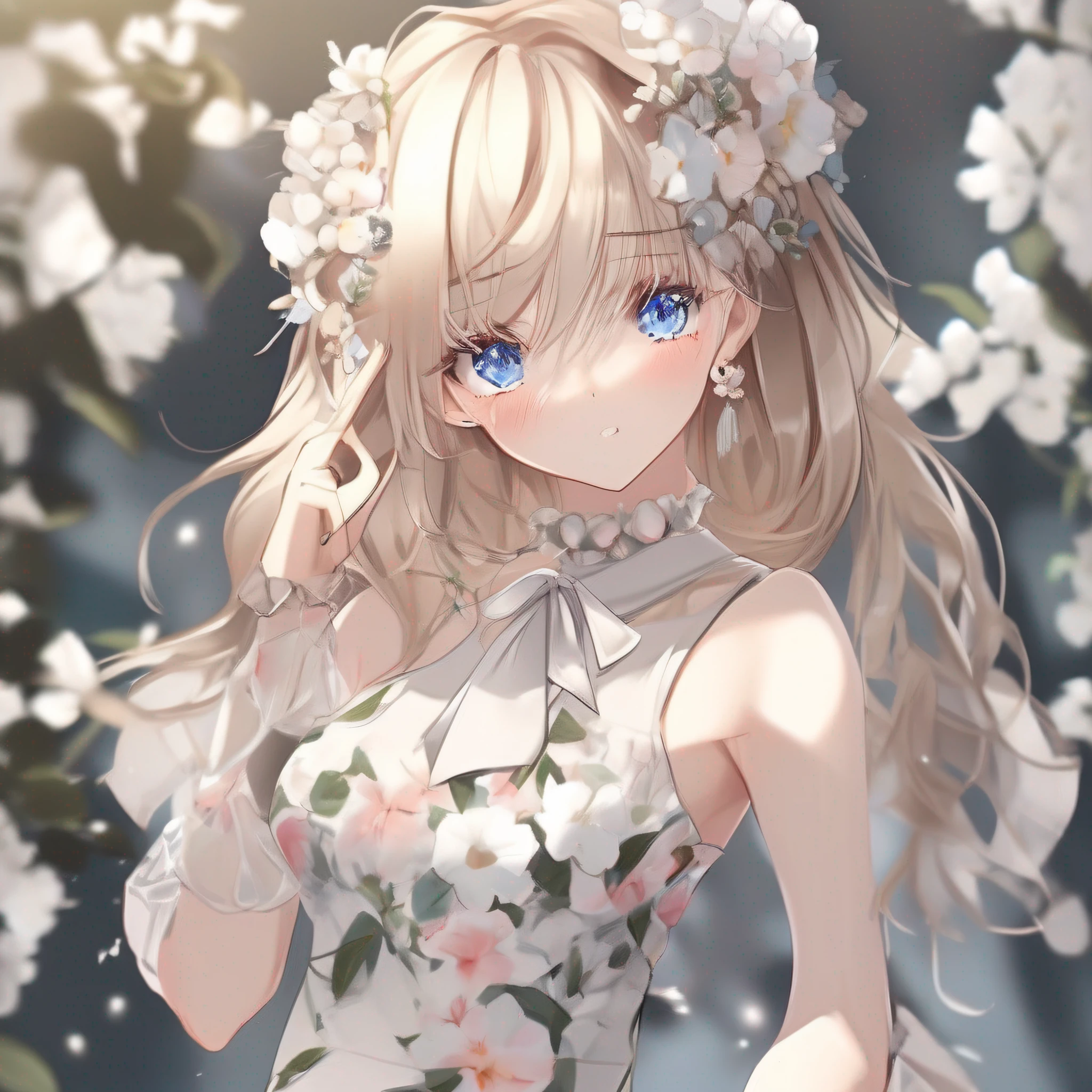 1 girl, elegant floral dress, beautiful eyes, upper body, 8K, 32K