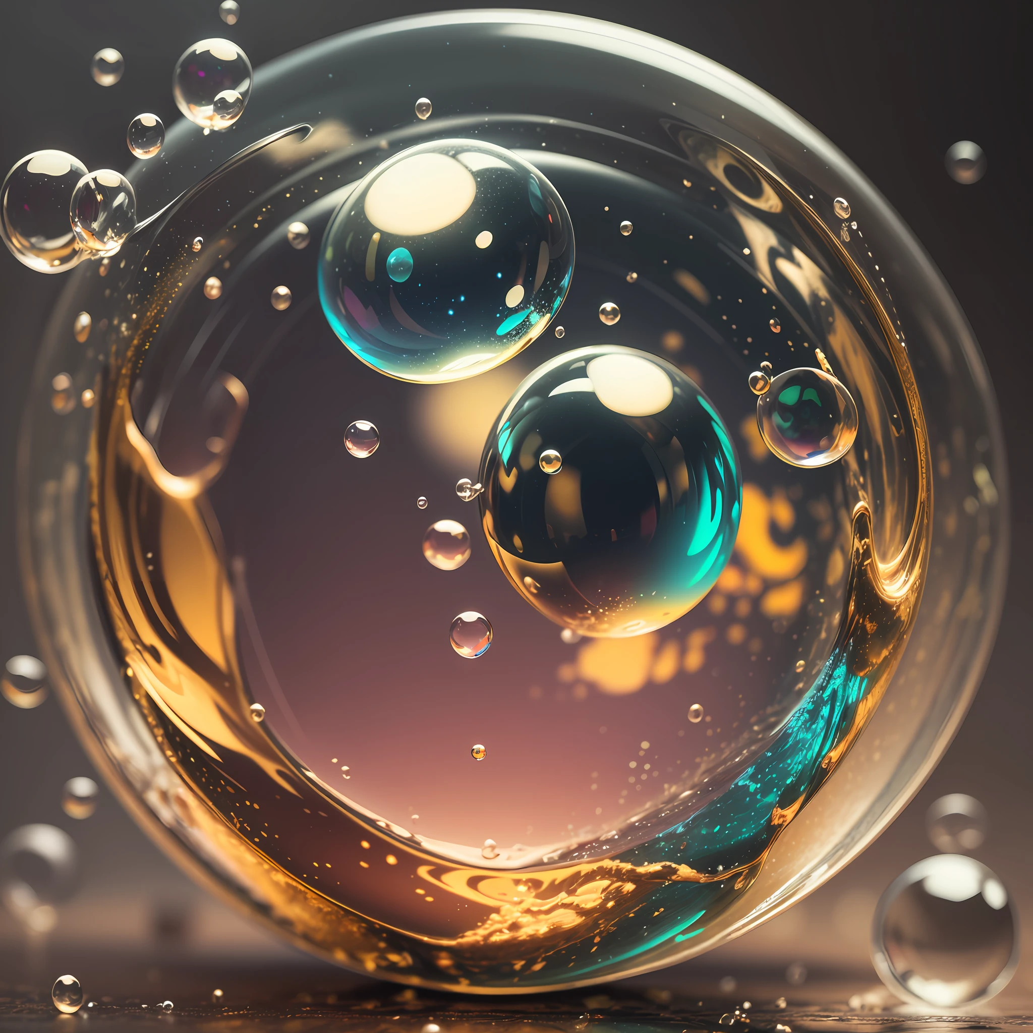 Bubbles, soap bubbles in multiple colors, bokhe, blurred nature background --auto --s2